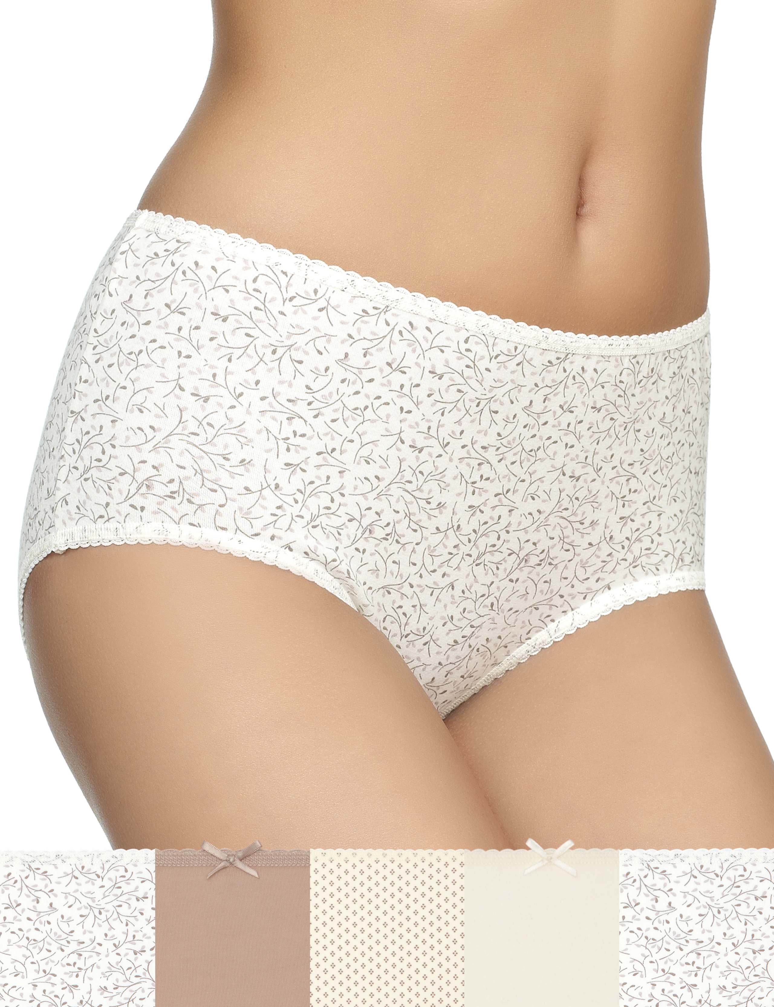 5 Pack Cotton Rich Assorted High Rise Midi Knickers 1 of 3