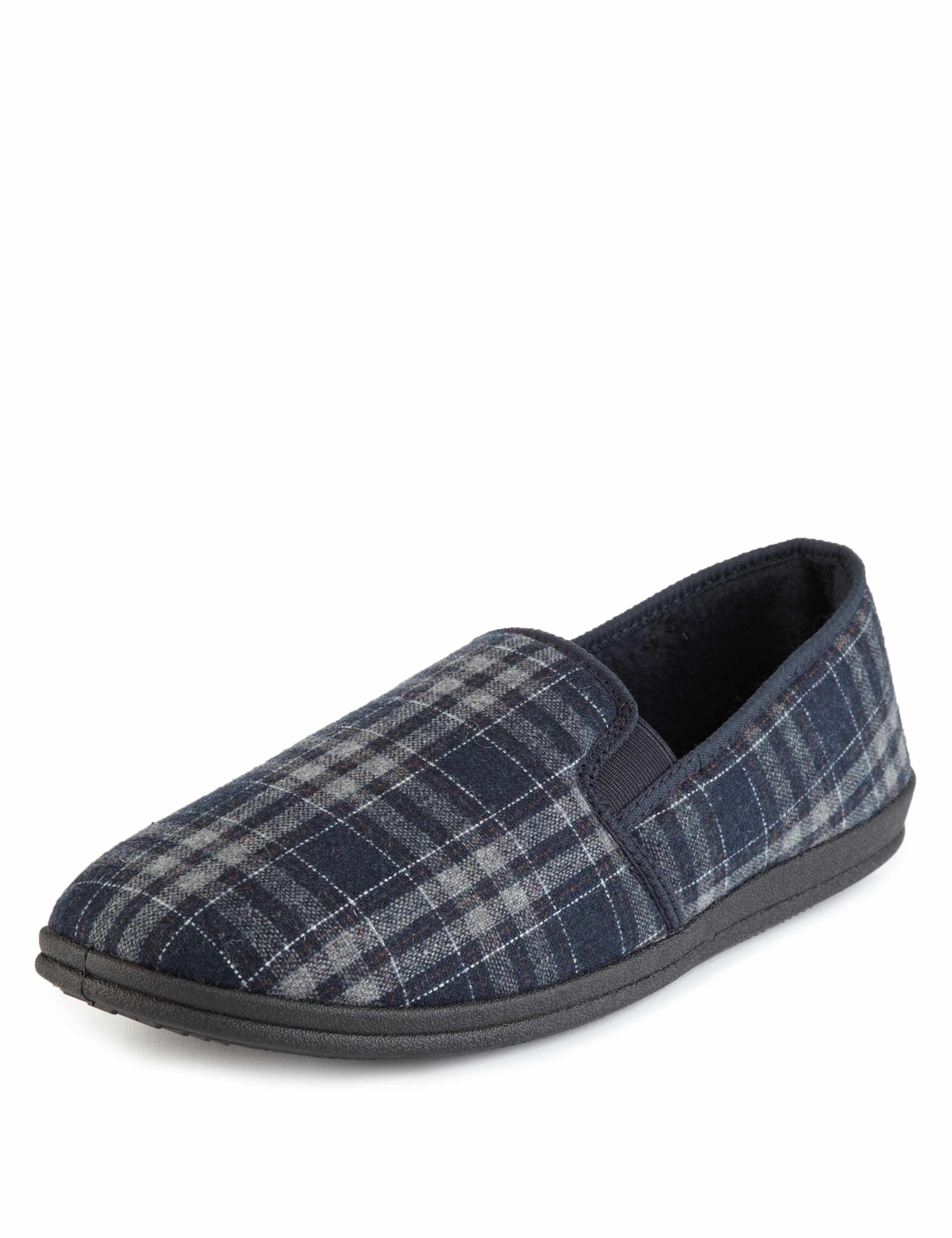 Checked Slip-On Slippers with Thinsulate™ 1 of 4