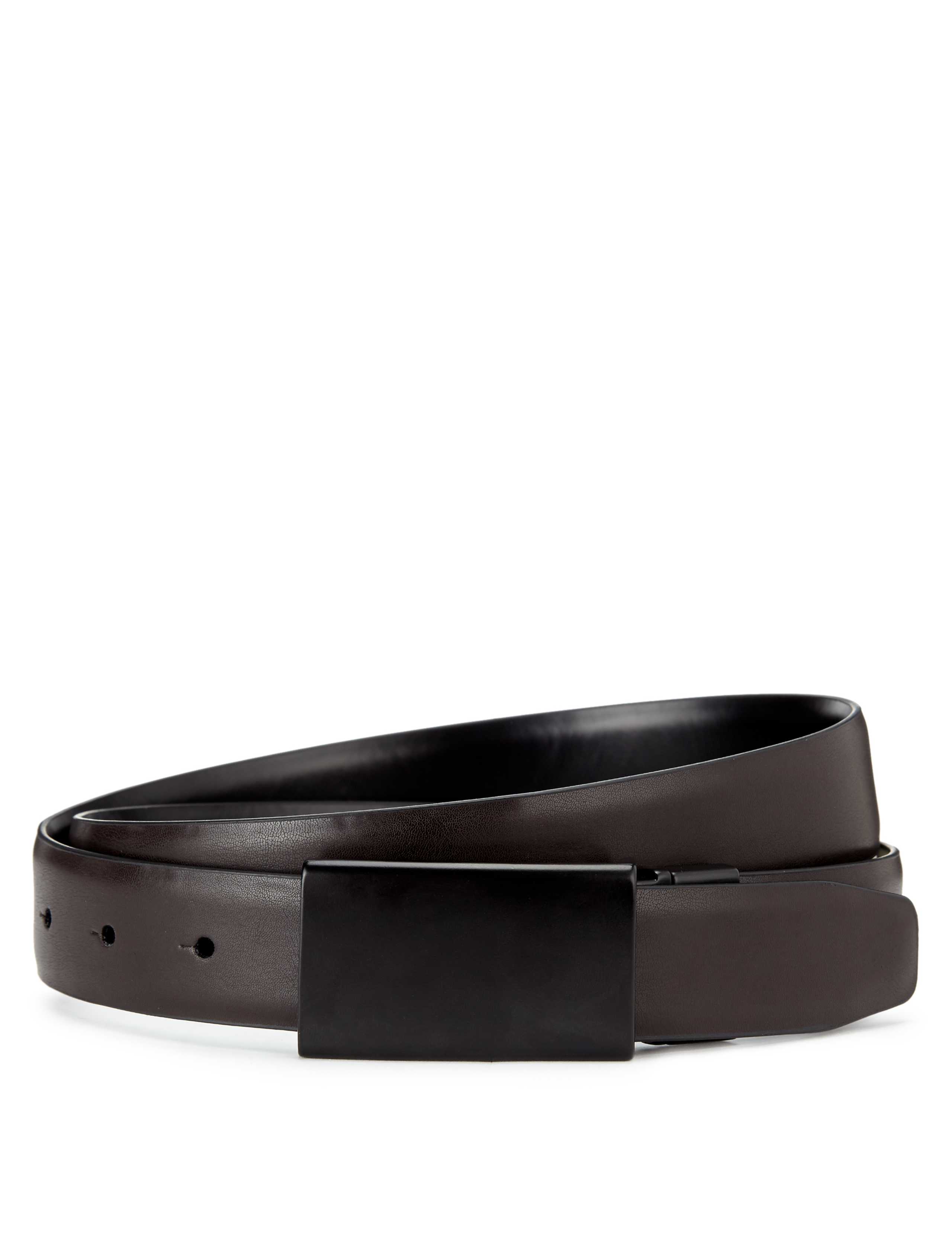 Coated Leather Rectangular Plaque Buckle Belt 2 of 2