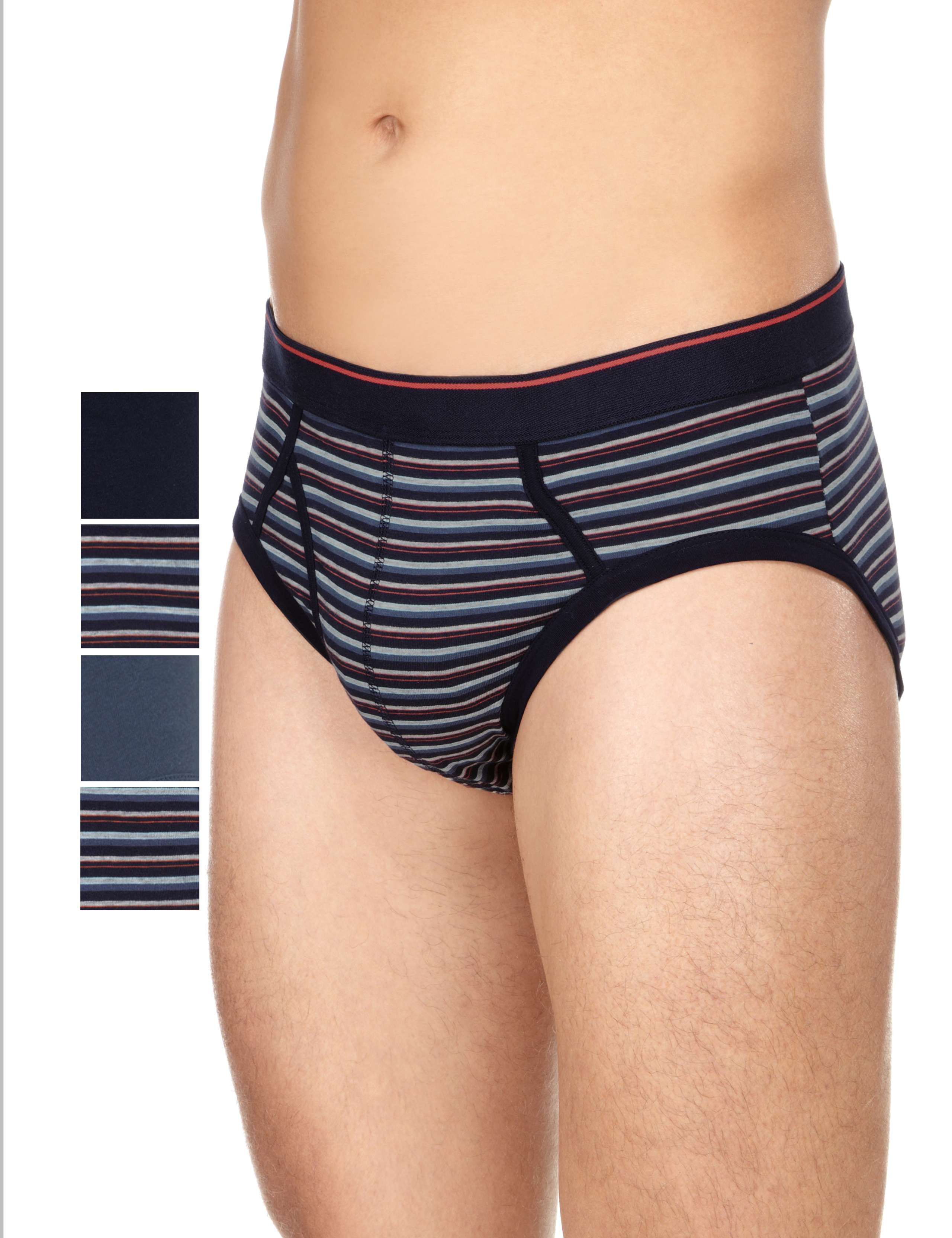 4 Pack Cool & Fresh™ Stretch Cotton Striped Briefs with StayNEW™ 1 of 4