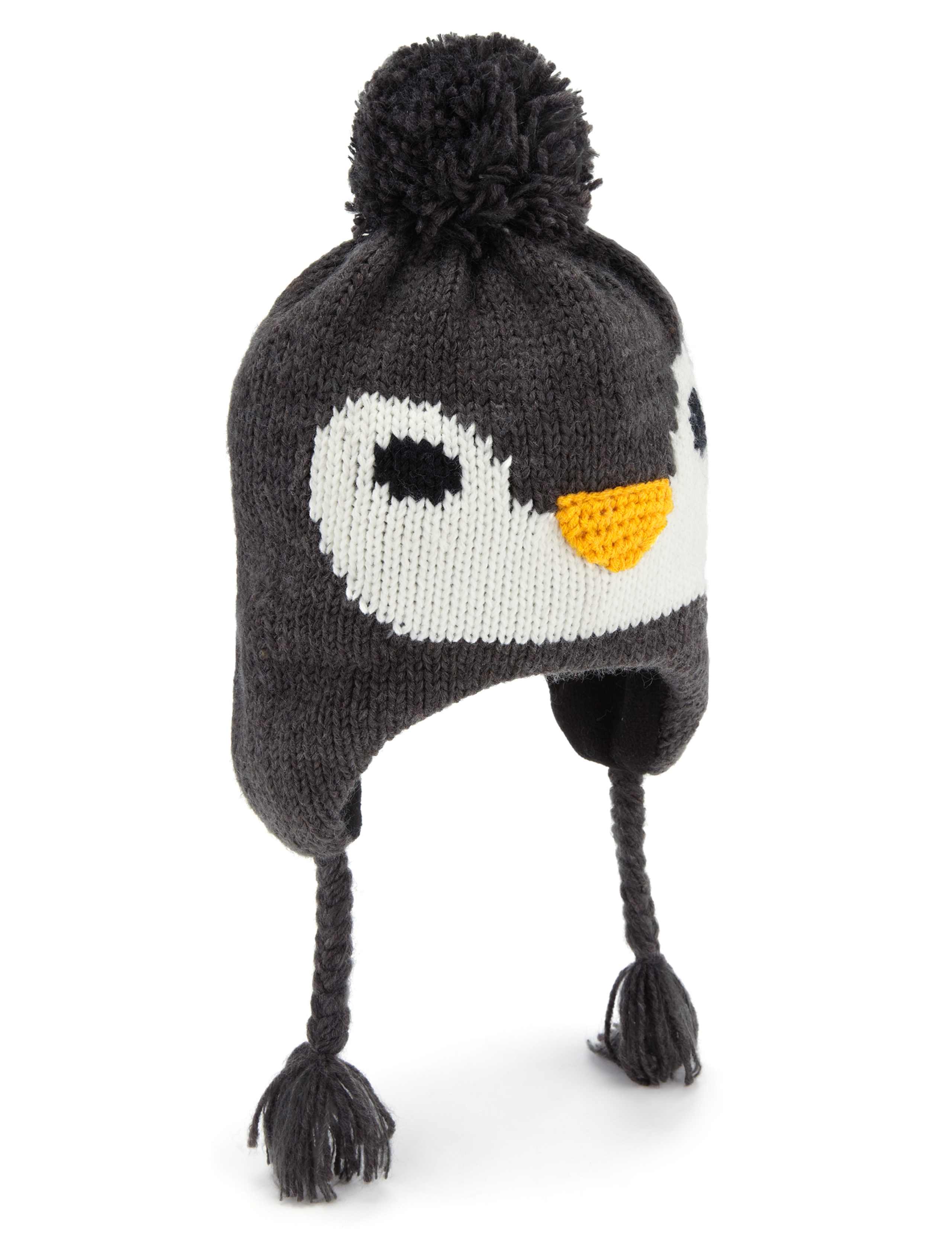 Kids' Penguin Knitted Trapper Hat 1 of 2
