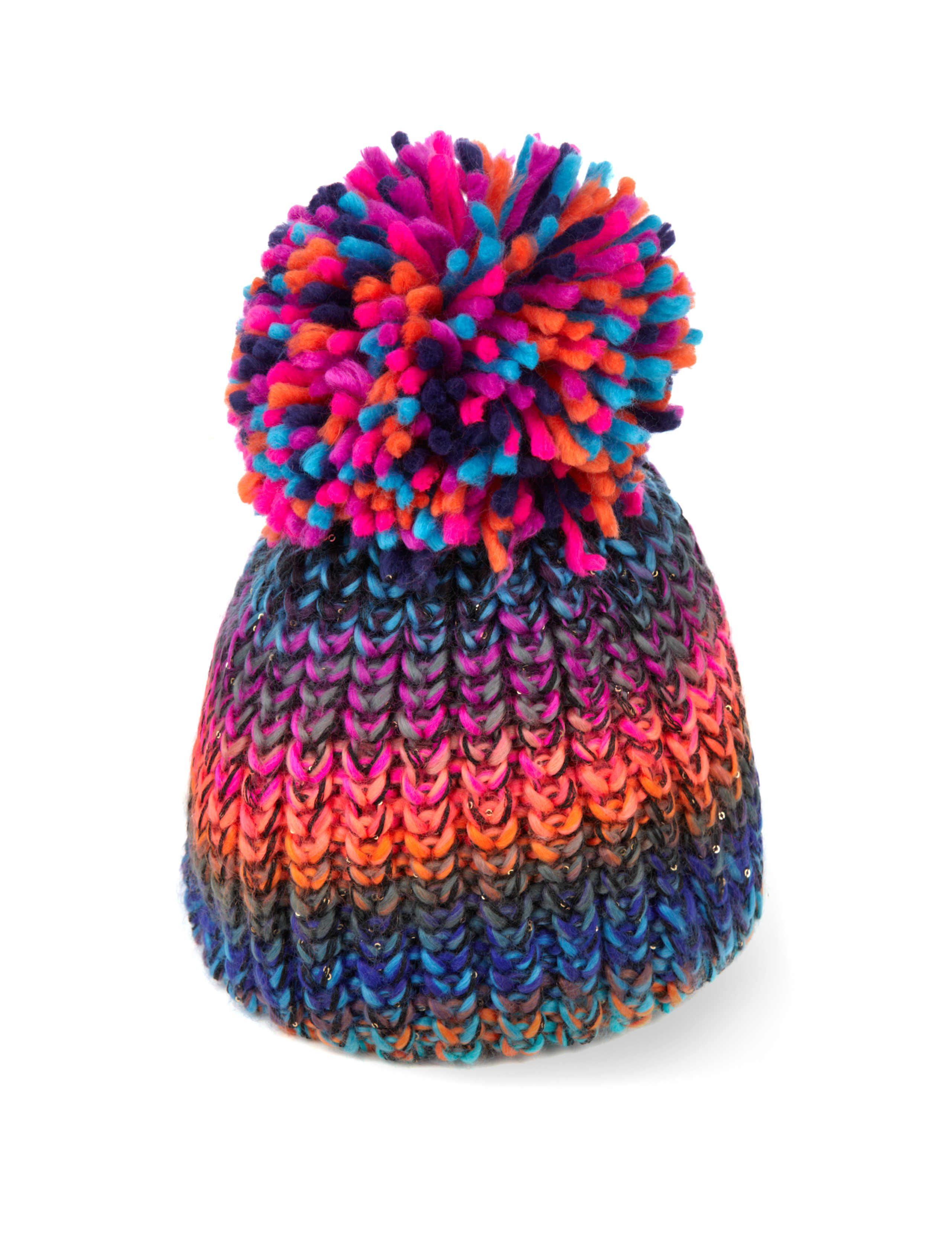 Space-Dye Design Knitted Bobble Hat 1 of 2