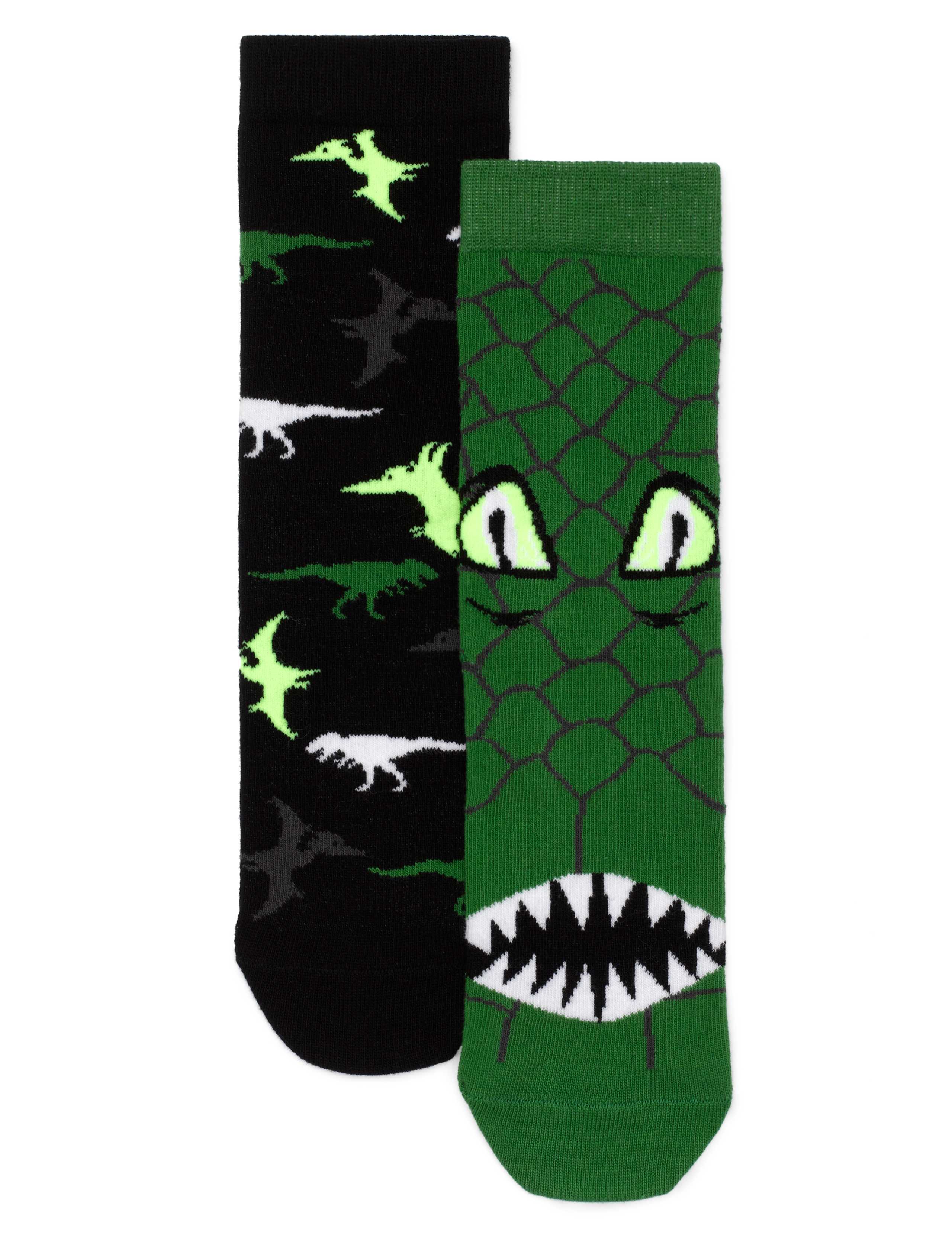 2 Pairs of Freshfeet™ Cotton Rich Dinosaur Print Socks with Silver Technology (5-14 Years) 1 of 1