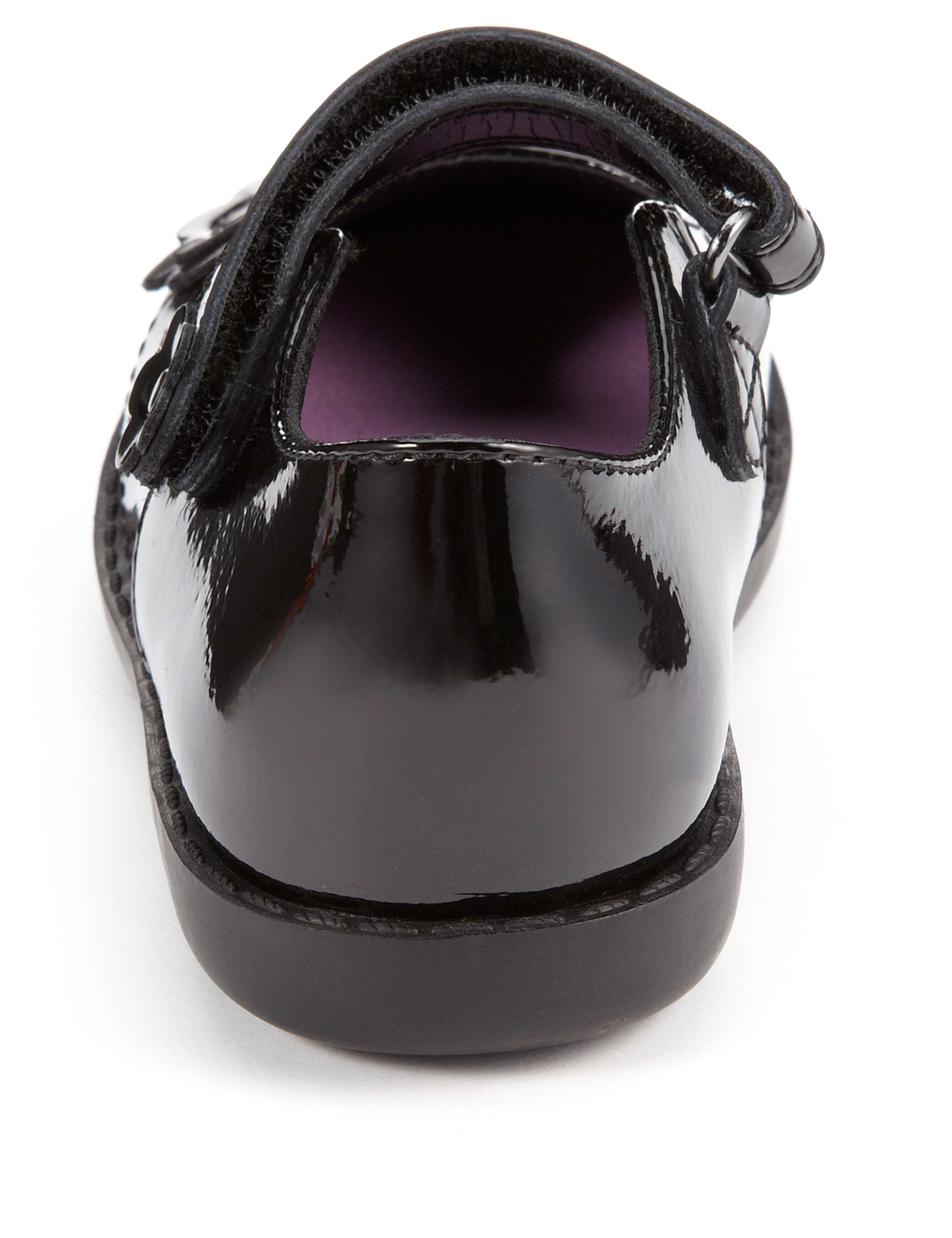 Freshfeet™ Leather Floral Appliqué Stud School Shoes with Silver Technology (Younger Girls) 2 of 4