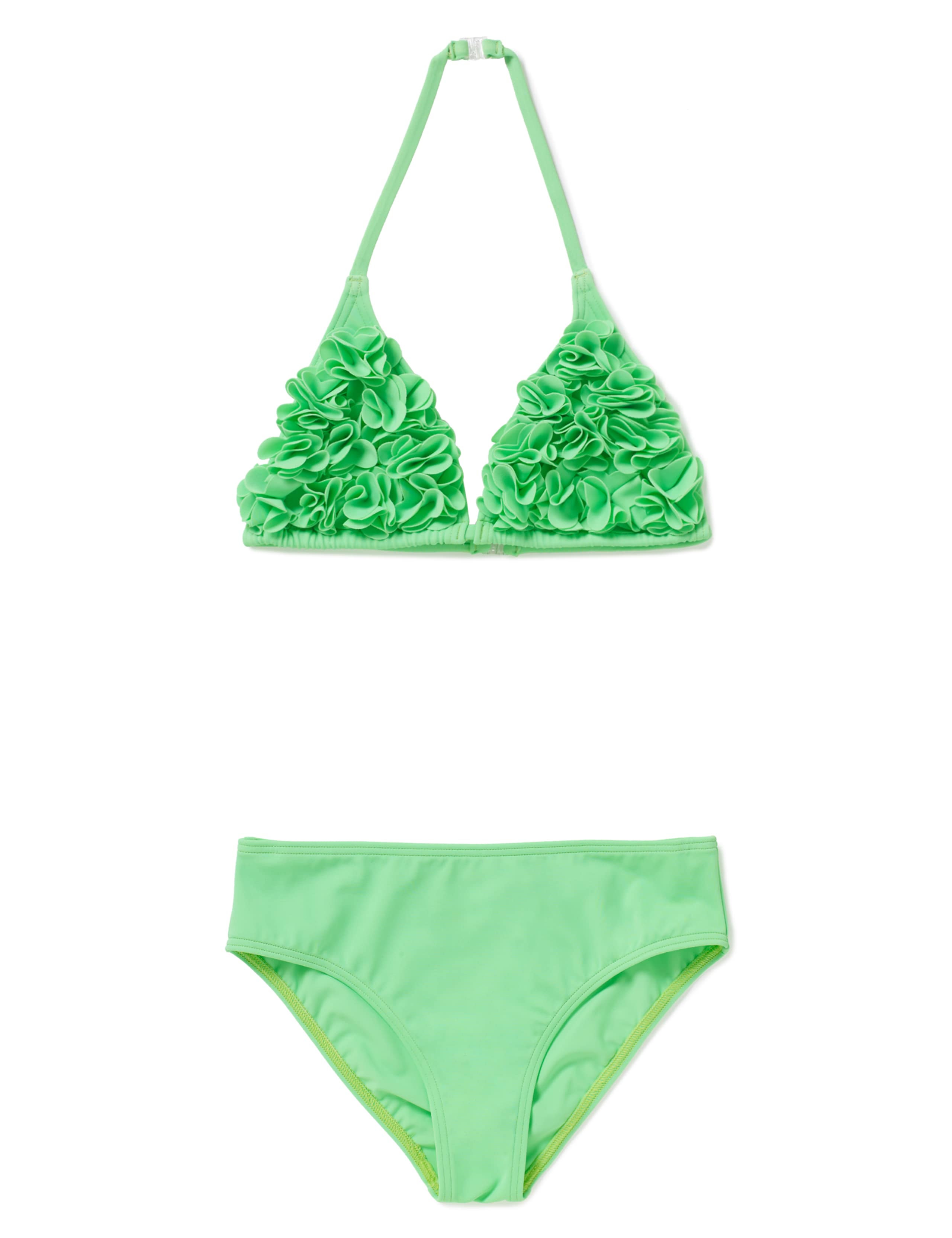Chlorine Resistant Lycra® Xtra Life™ Halterneck 3D Floral Bikini (5-14 Years) 1 of 3