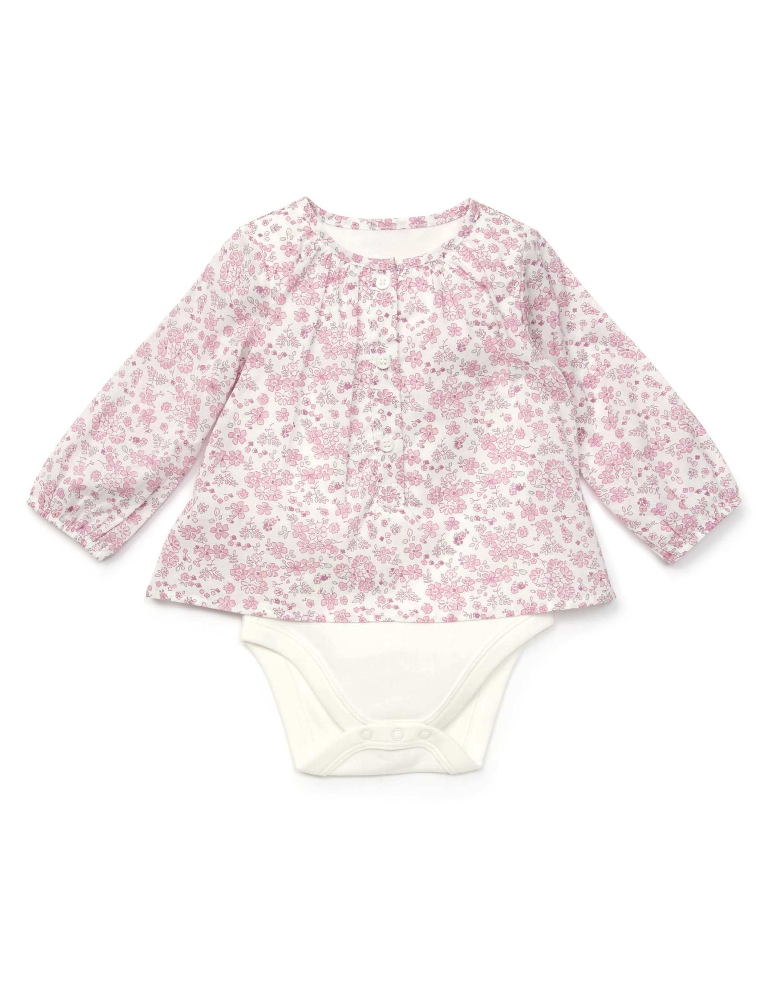 Pure Cotton Floral Tunic Bodysuit 1 of 3
