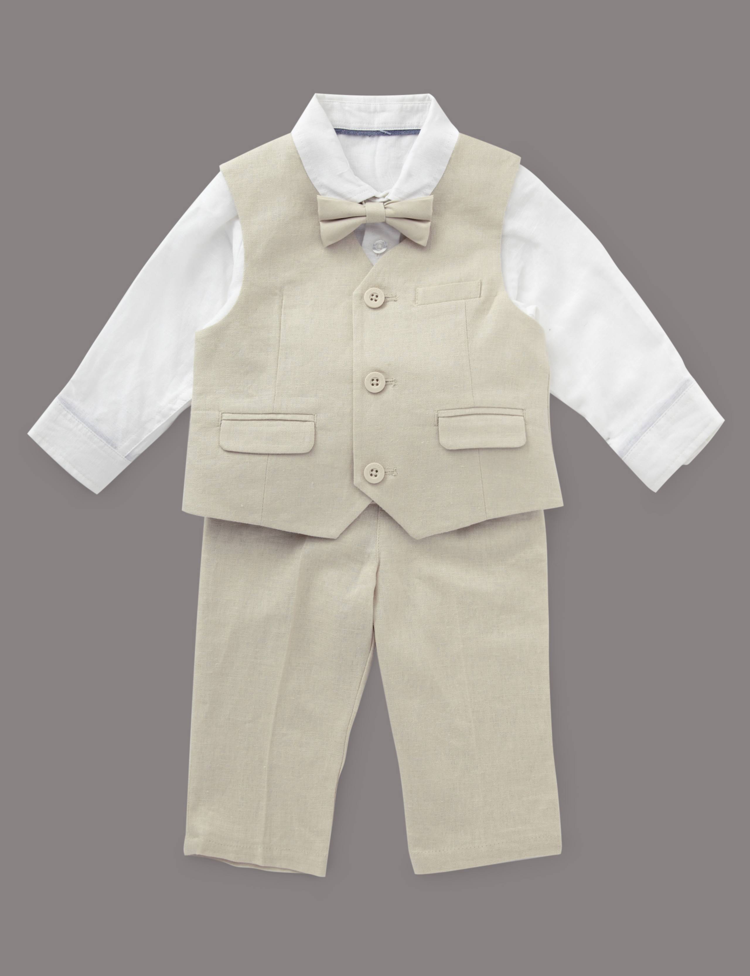 Linen Blend Christening Waistcoat Outfit 1 of 5