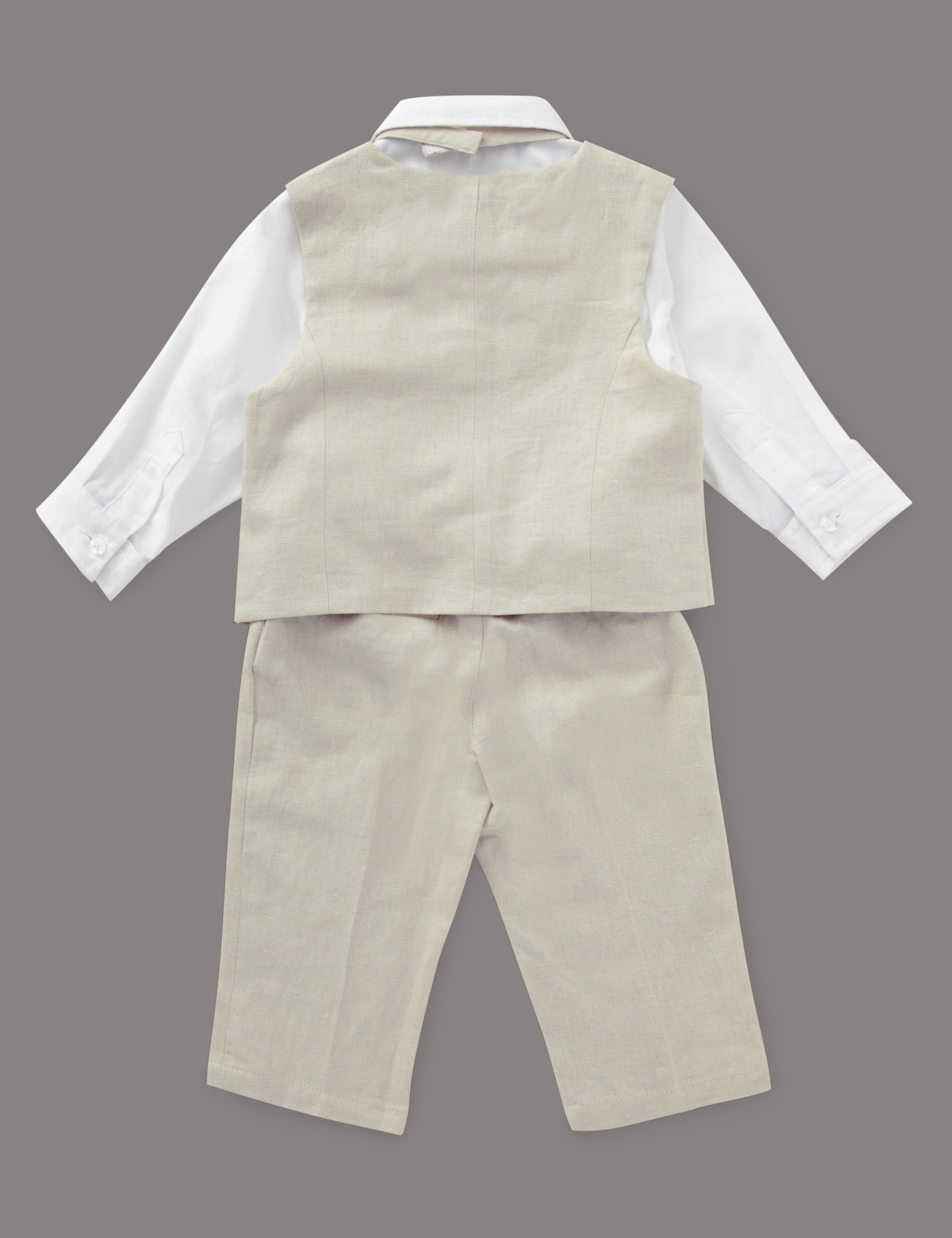Linen Blend Christening Waistcoat Outfit 2 of 5