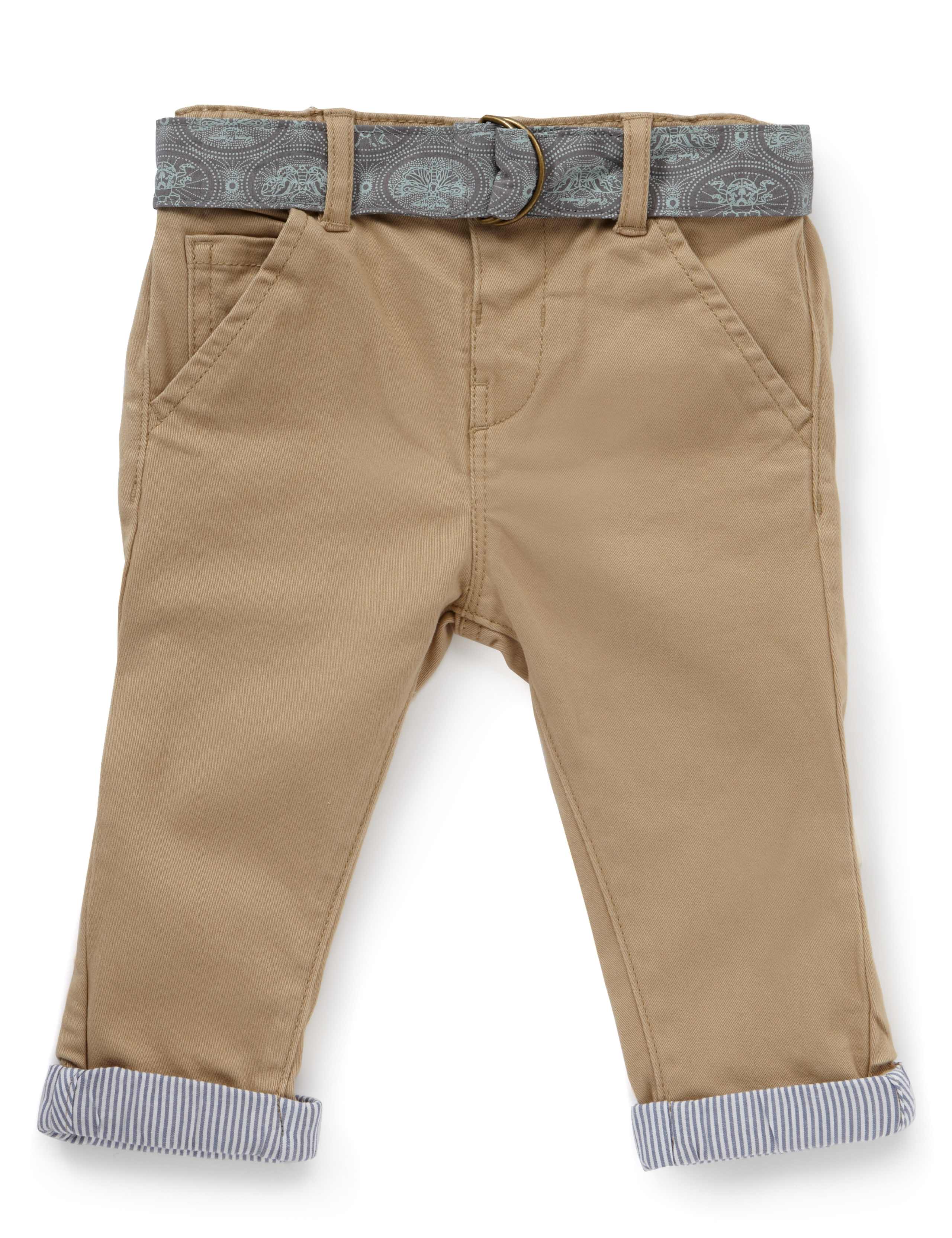 Cotton Rich Adjustable Waist Belted Chinos 1 of 3