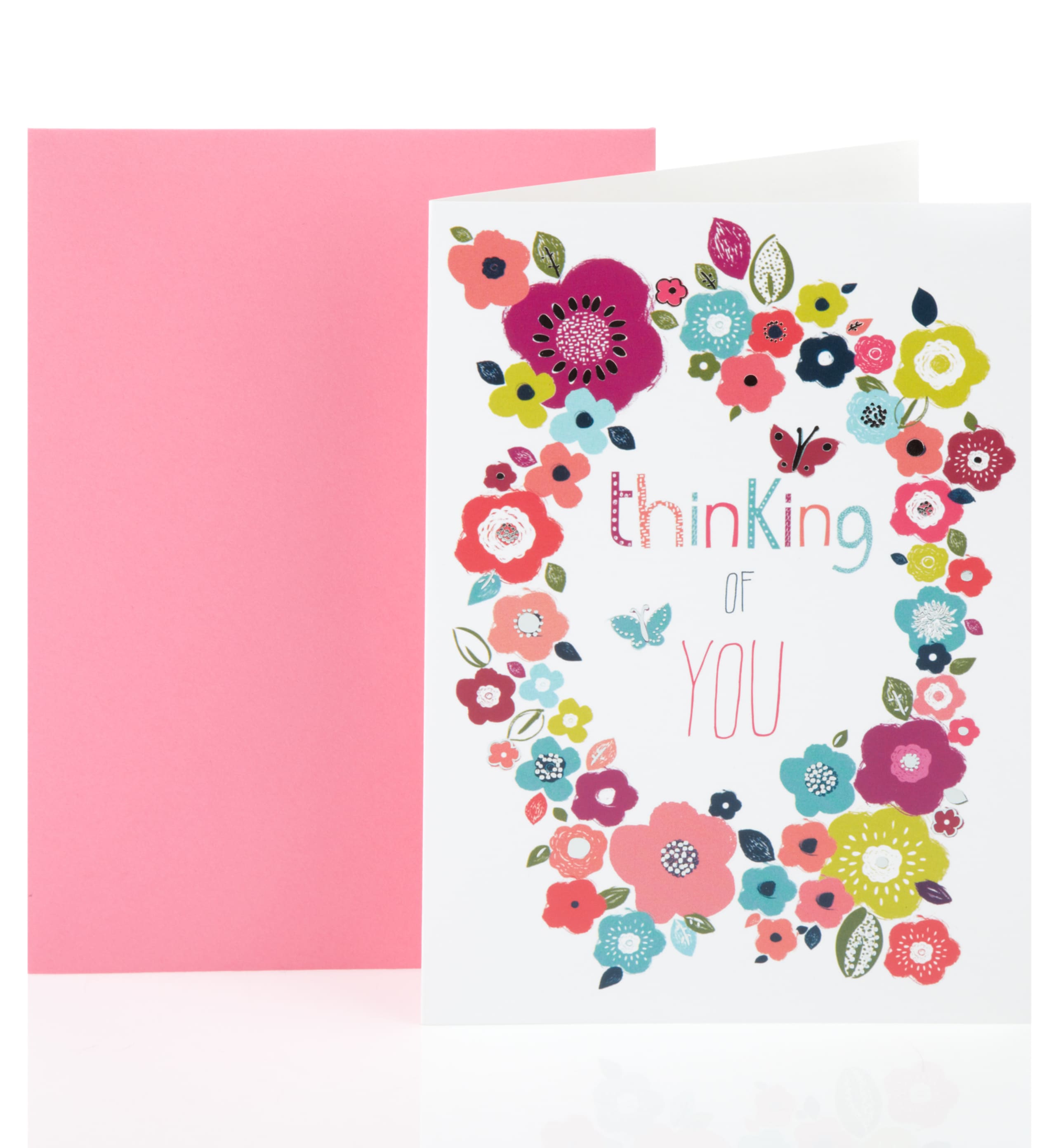 Thinking of You Floral Oval Greetings Card at M&S