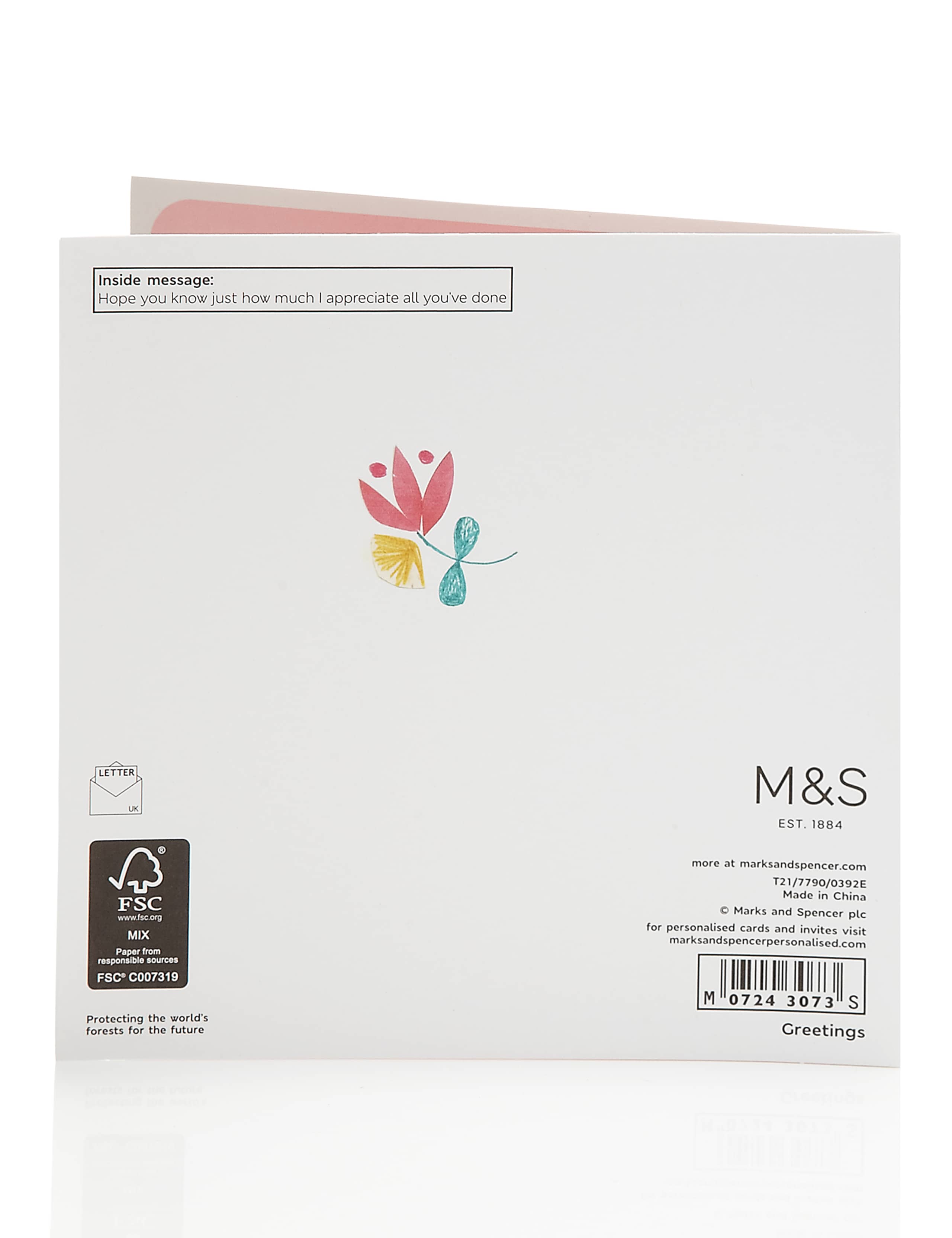 Glittery Floral Contemporary Thank You Card 3 of 3