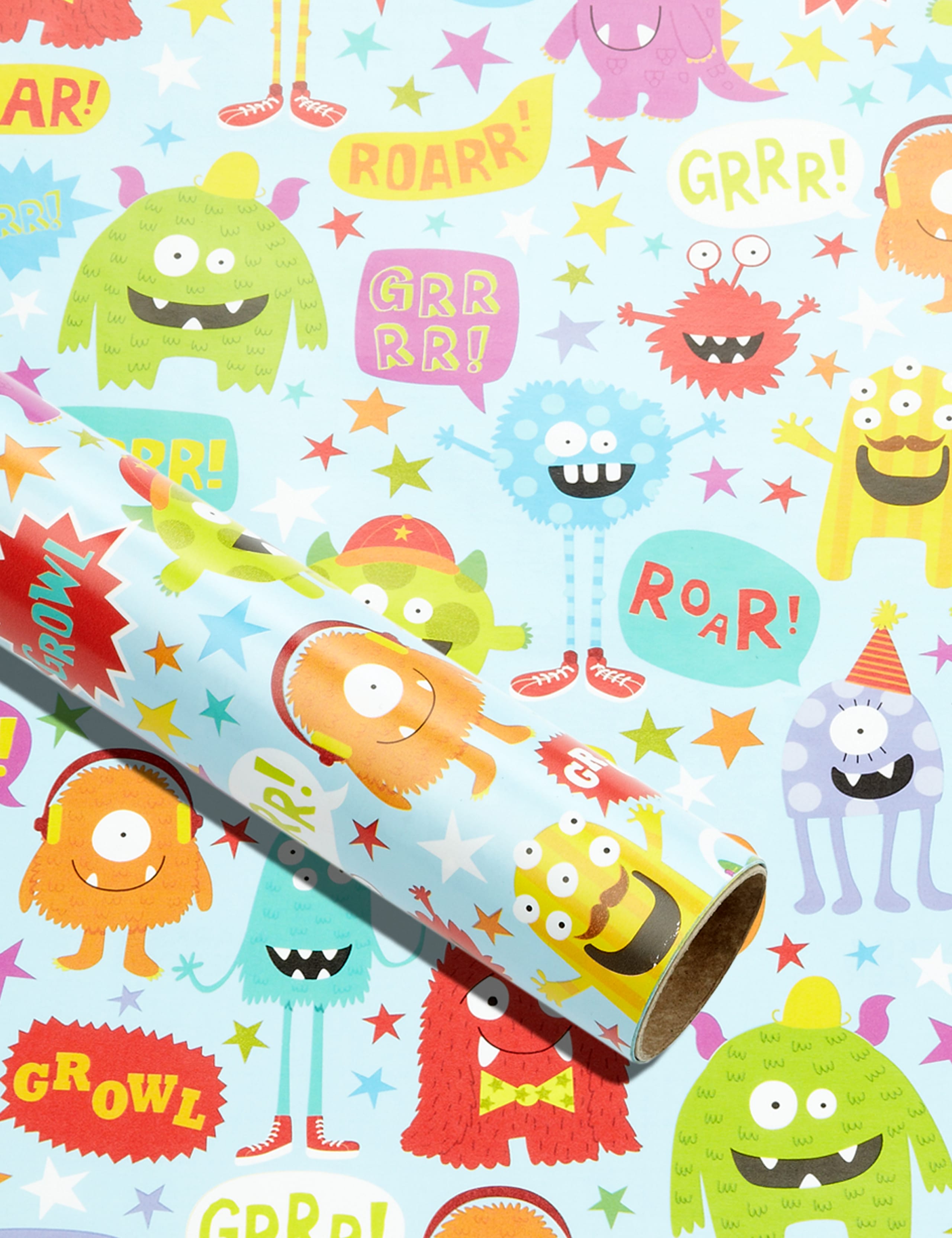 Fun Kids Monster Roll Wrapping Paper 1 of 2