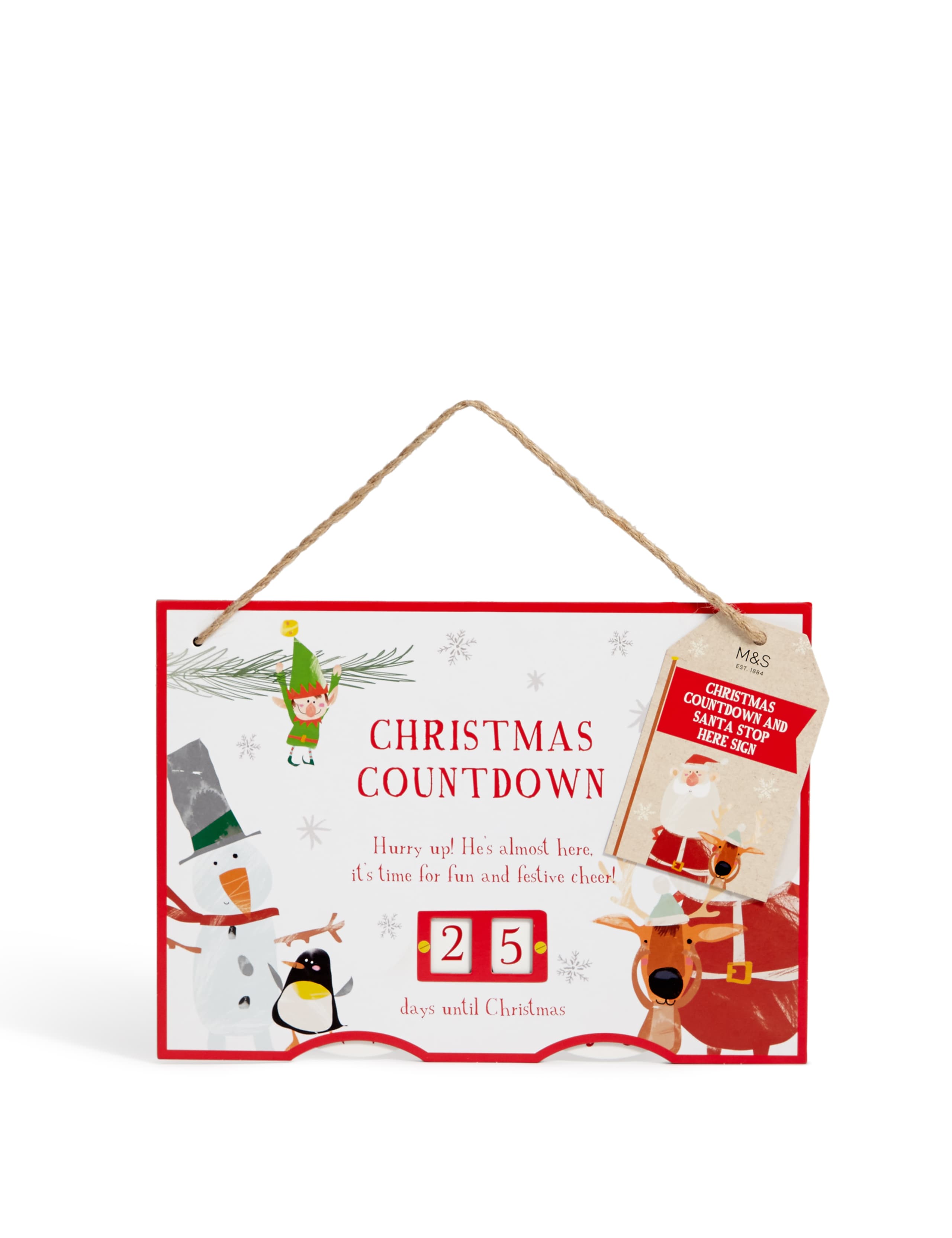Christmas Countdown and Santa Stop Here Sign 1 of 4