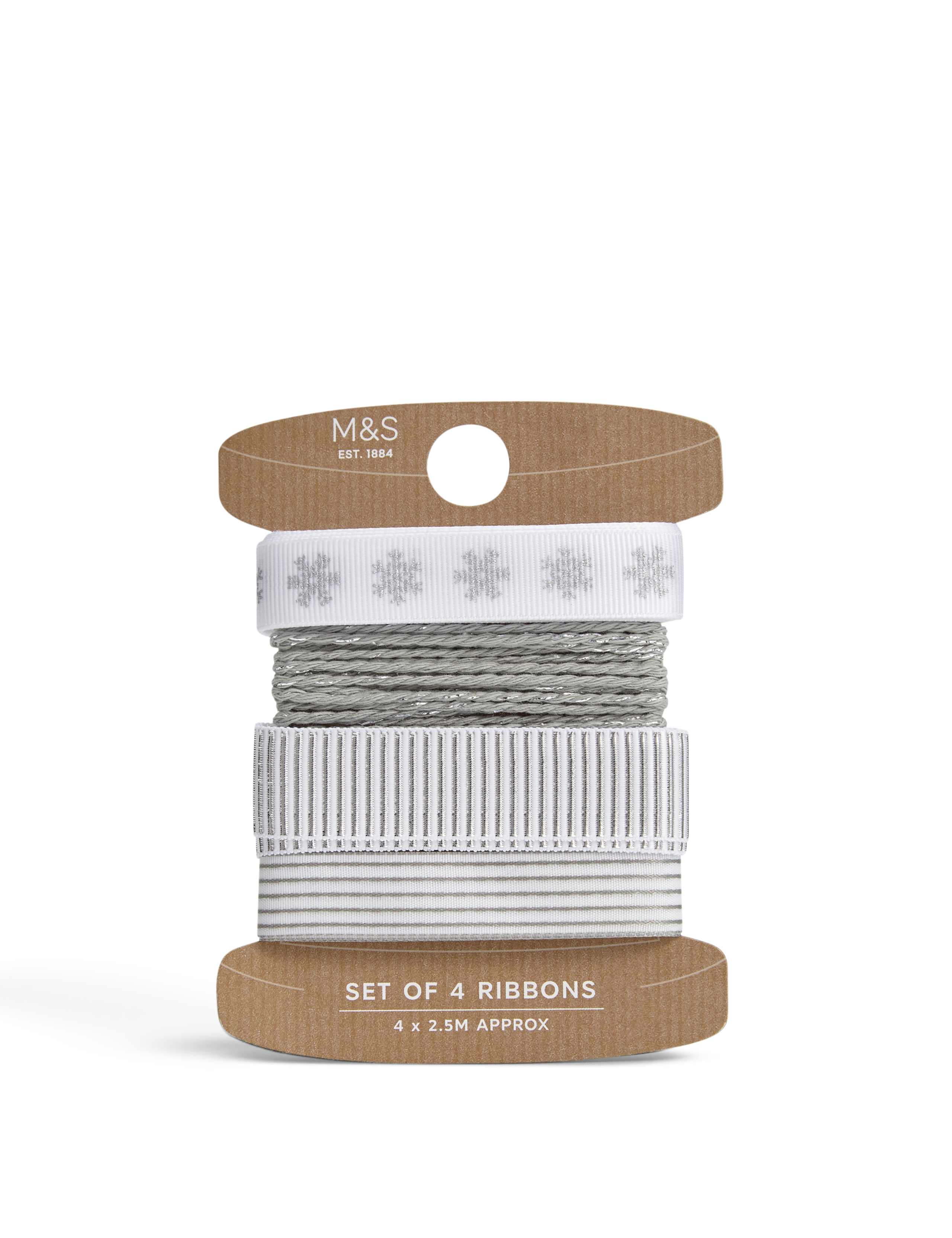 Nordic Noel Set of 4 Silver Ribbons 1 of 1