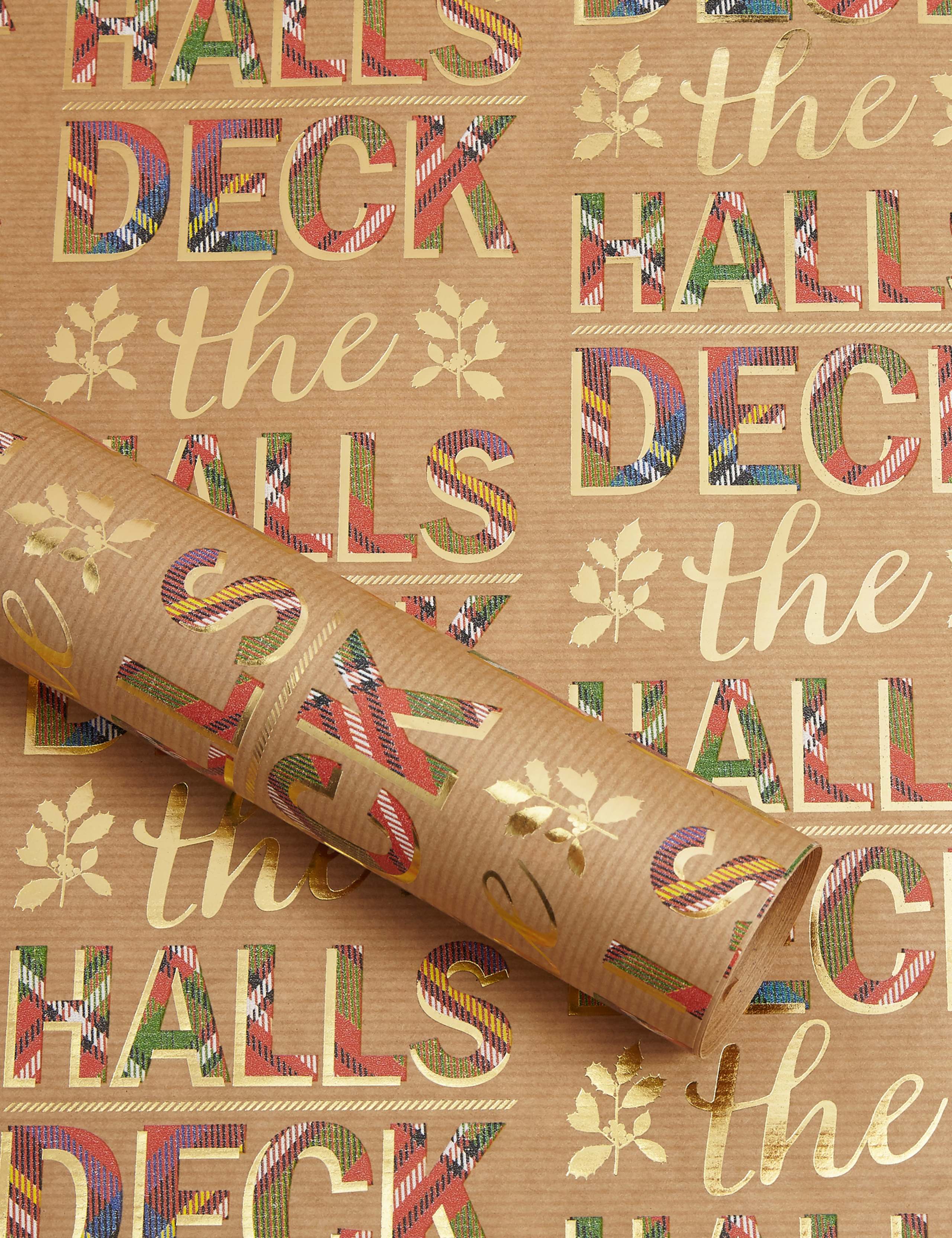 Joyeux Noel Tartan Text 3m Christmas Wrapping Paper 1 of 4