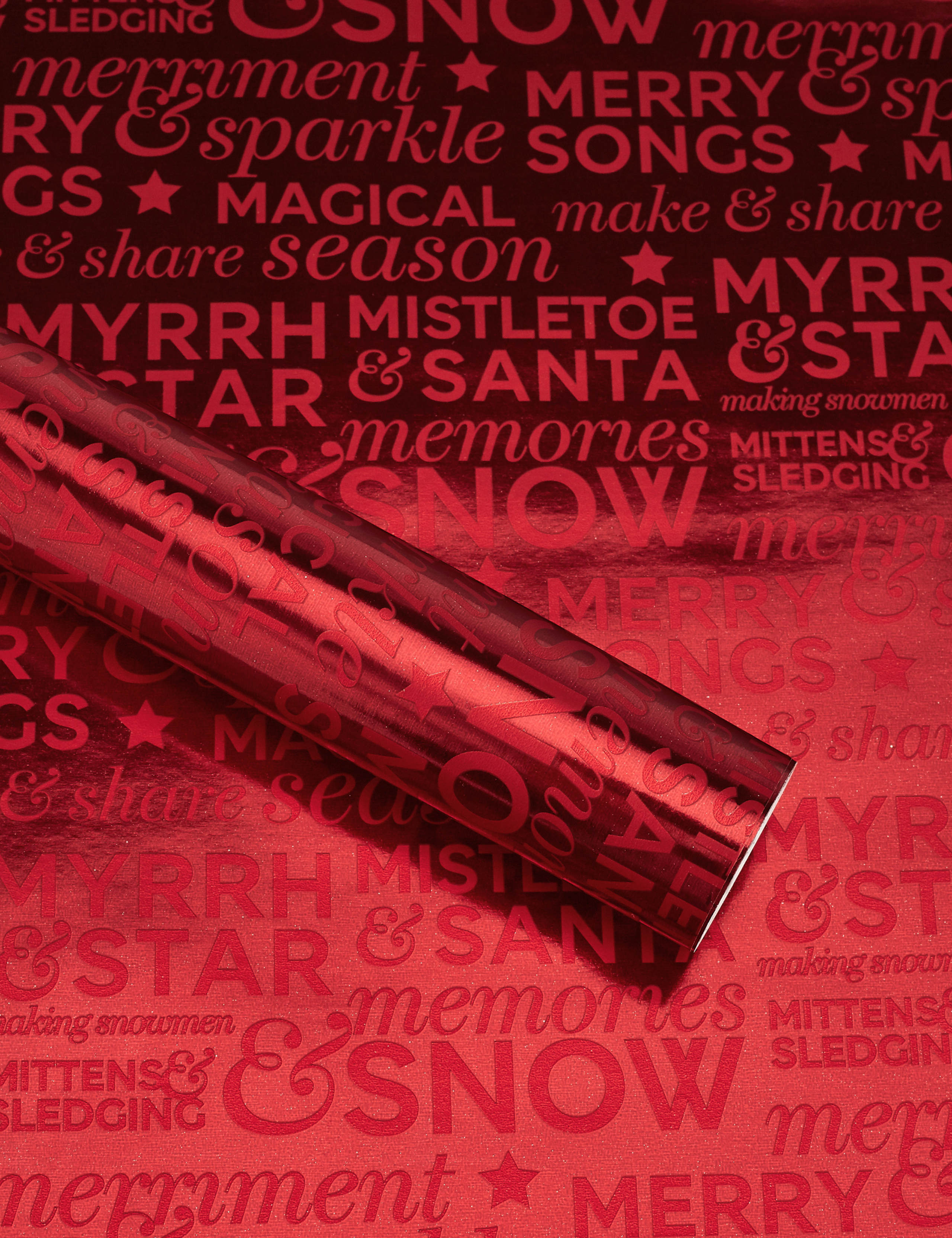 Joyeux Noel Red Foil Text 3m Christmas Wrapping Paper 1 of 3