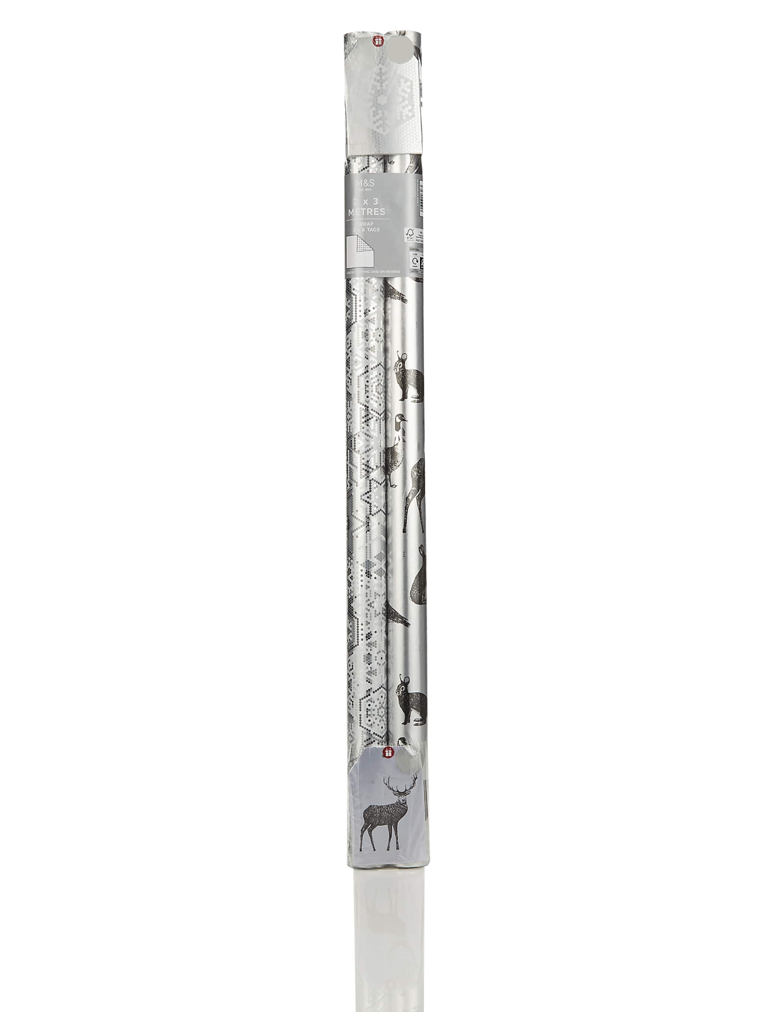 Illustrated Christmas Animals and Contemporary Snowflakes Wrapping Paper Bundle 3 of 5