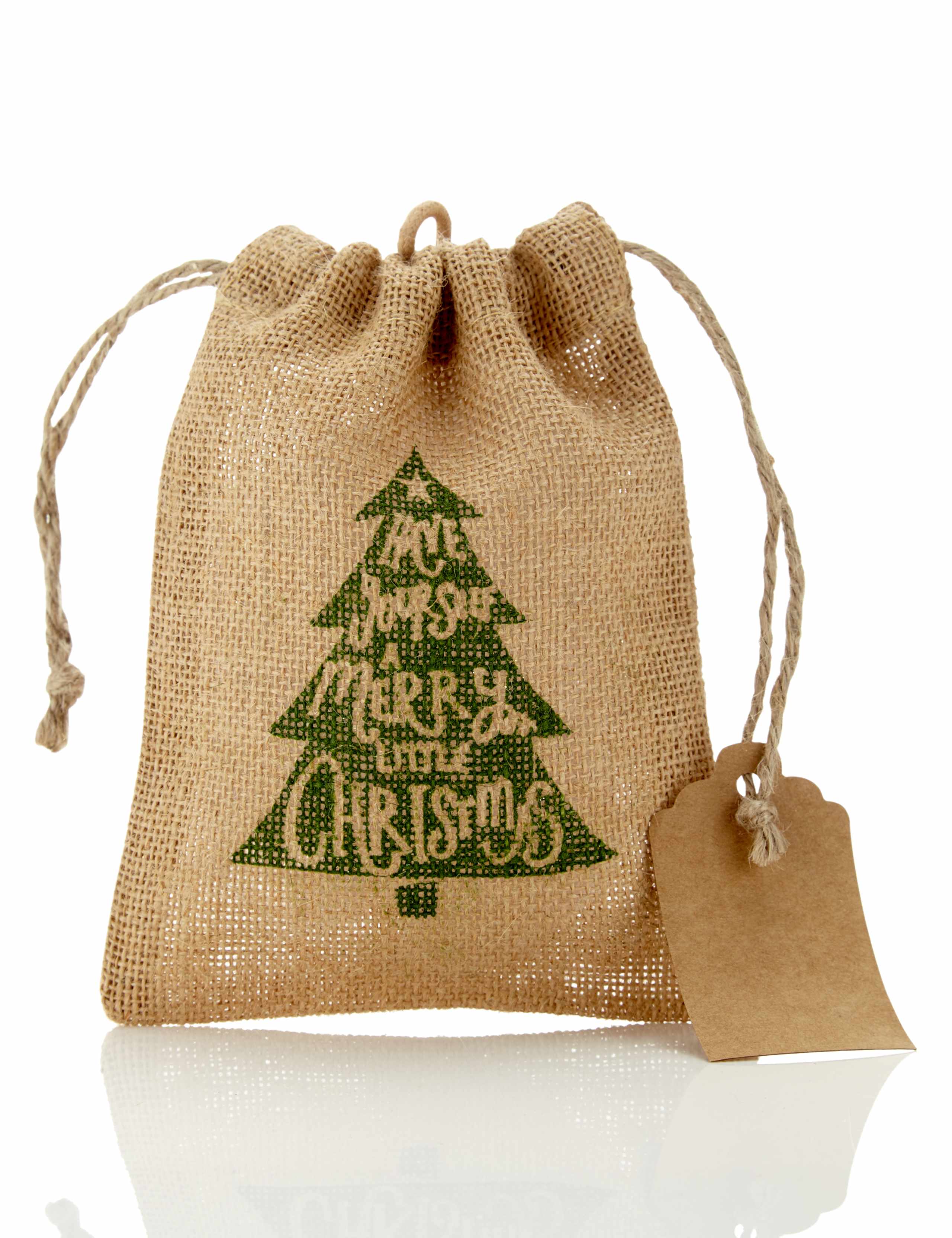 Christmas Tree Small Jute Bag 1 of 2