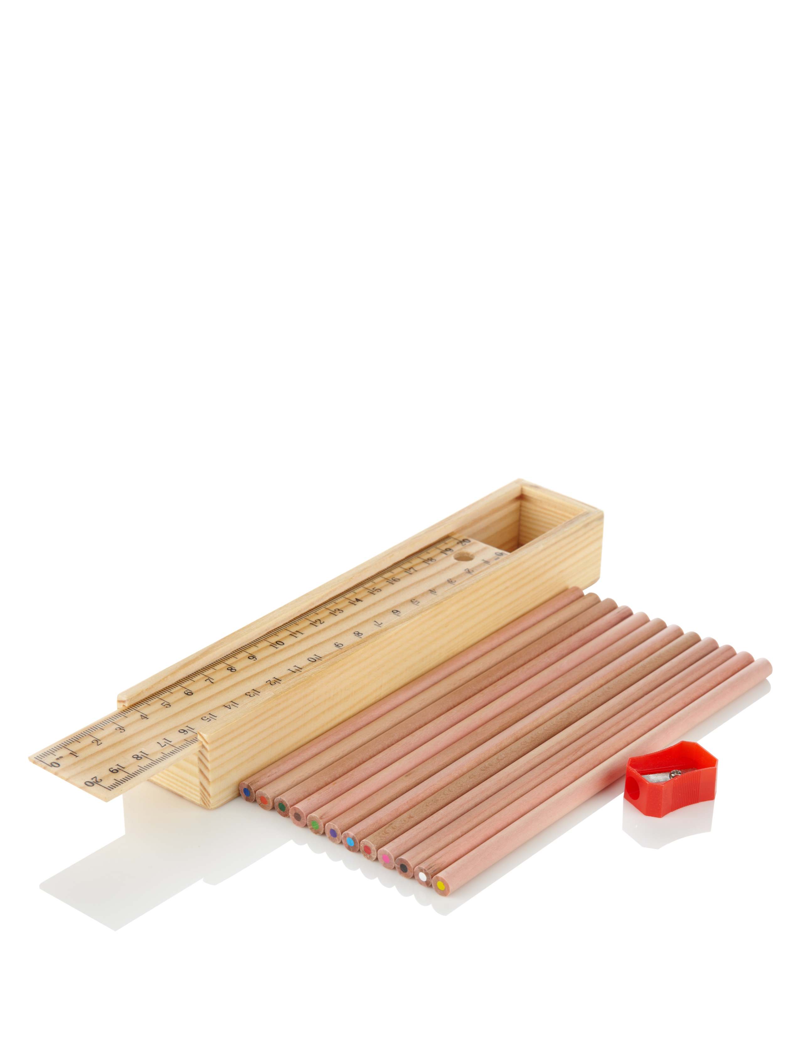 Boutique Wooden Pencil Box with Pencils 2 of 2