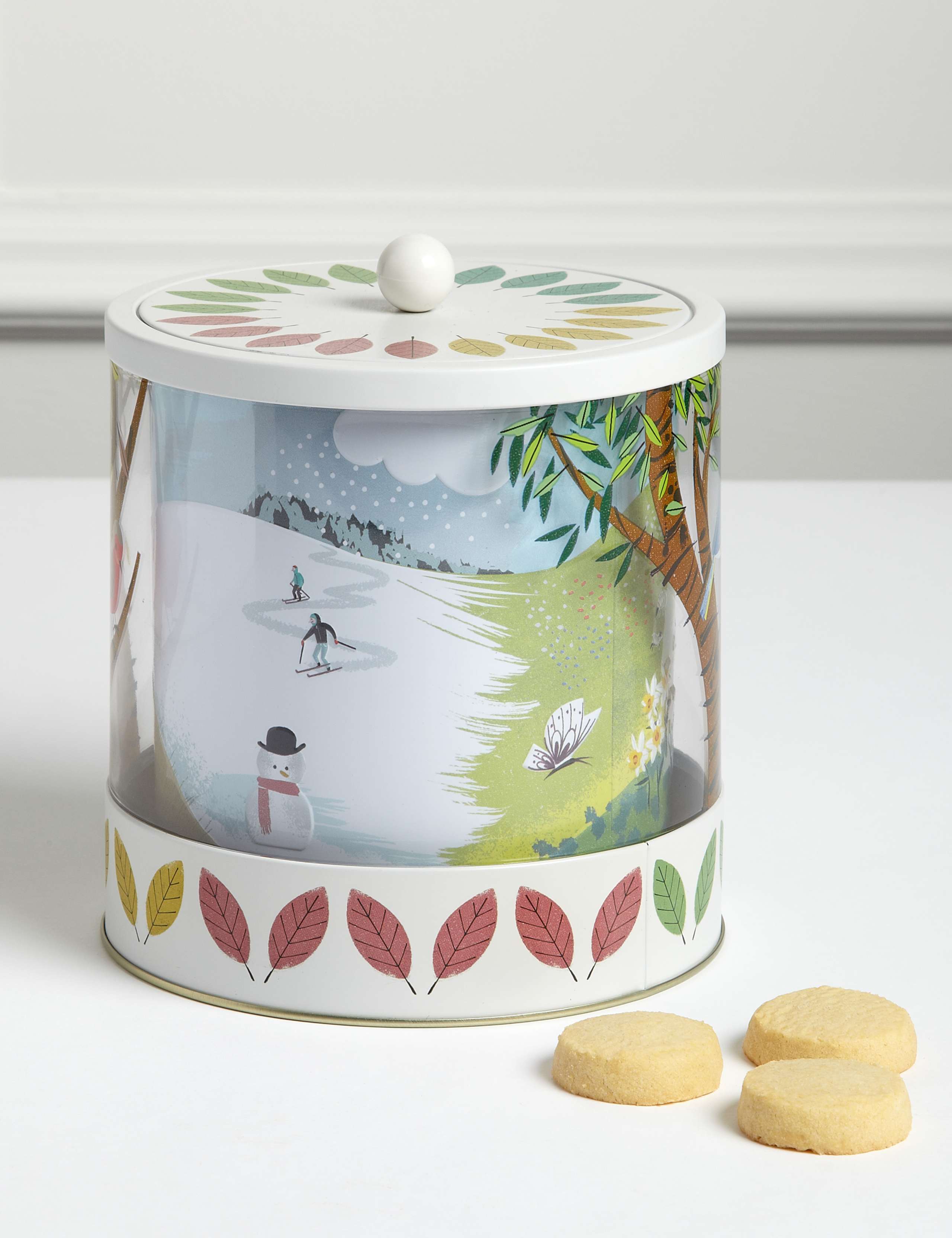 Four Seasons Biscuit Tin with Mini Shortbread 1 of 2