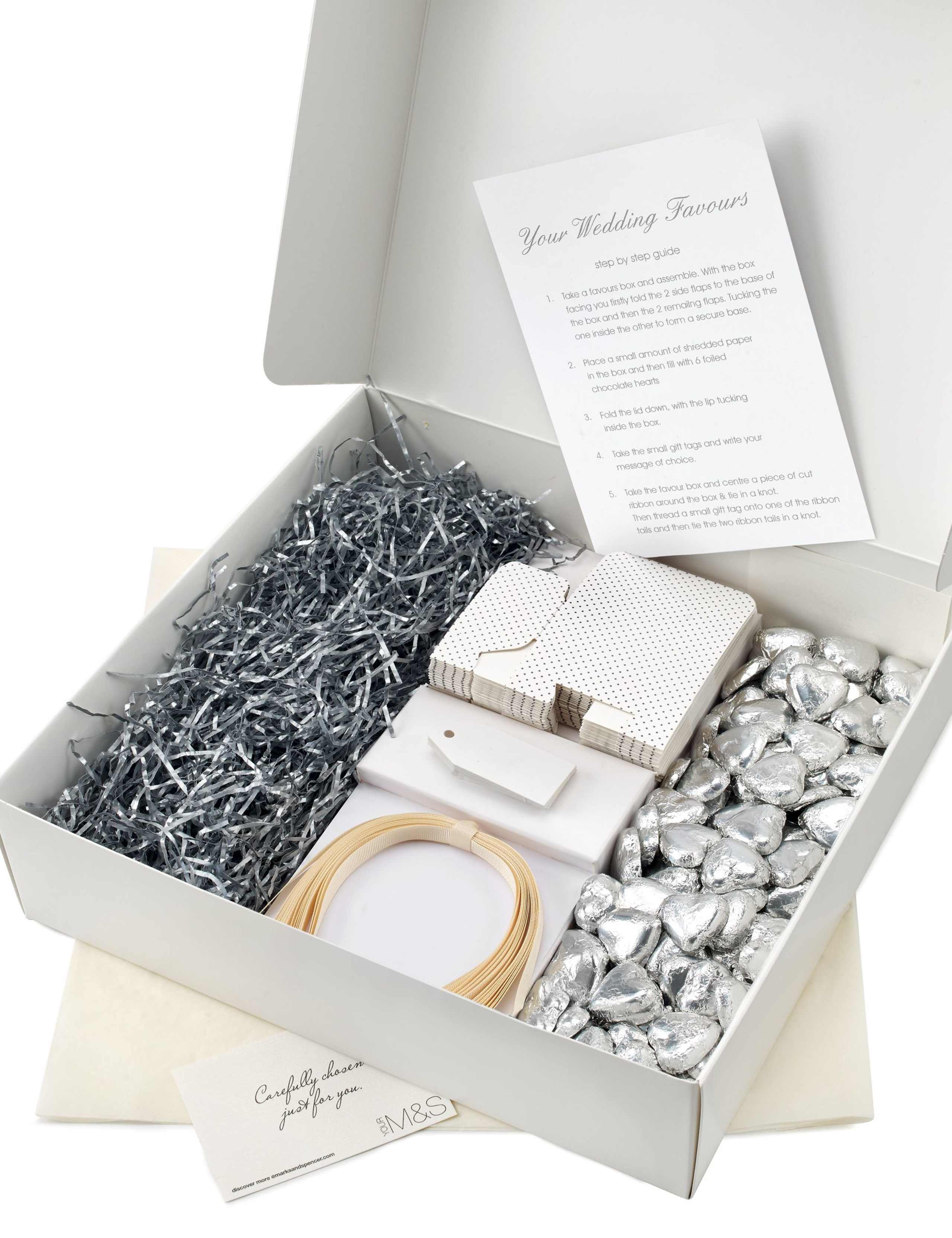 Silver Milk Chocolate Heart Wedding Favours in a Dotty Box with Cream Ribbon - Pack of 25 2 of 6