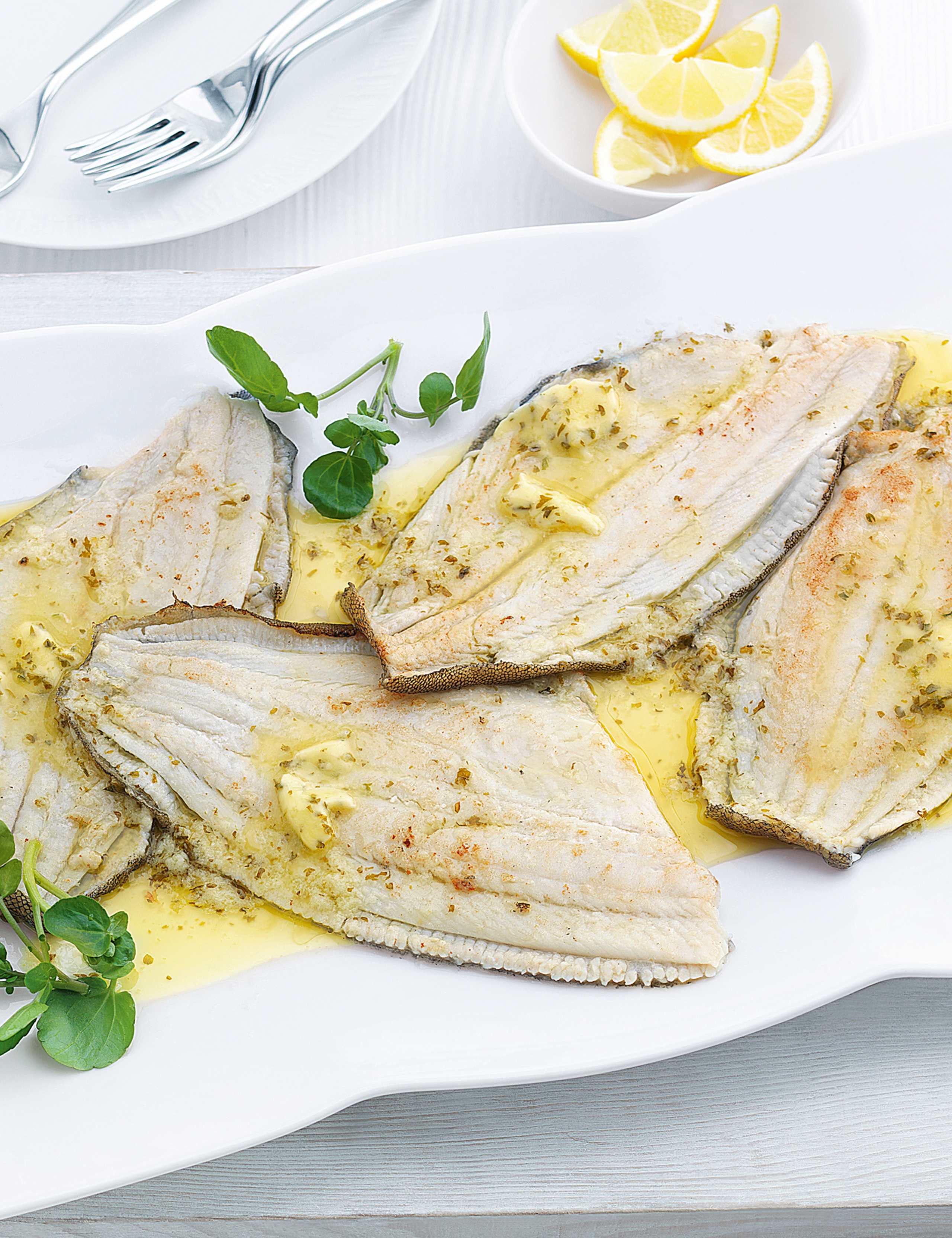 4 Lemon Sole Fillets with Lemon & Sea Salt Butter 1 of 2