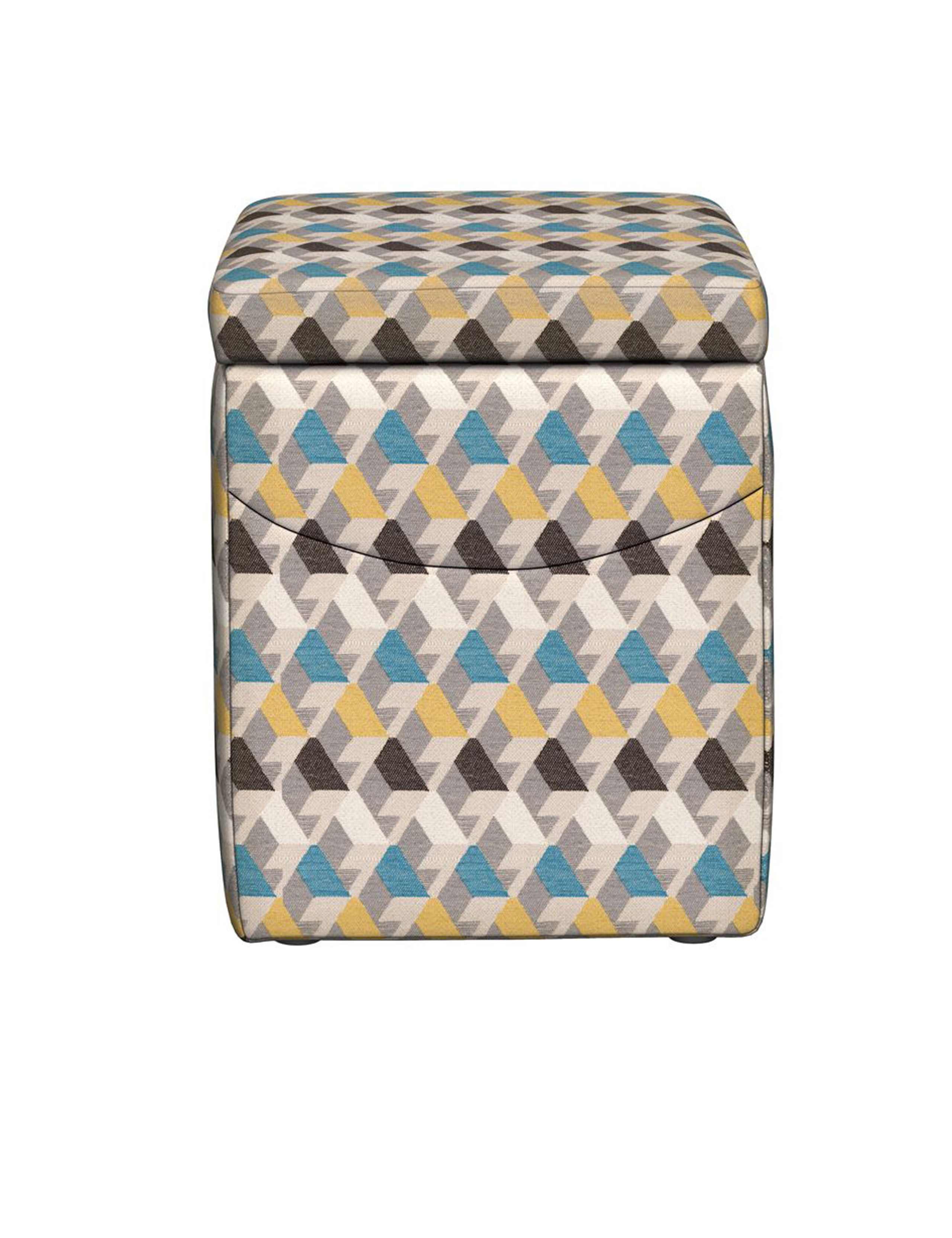 Lena Cube Miro Chenille Teal Mix Footstool 1 of 2