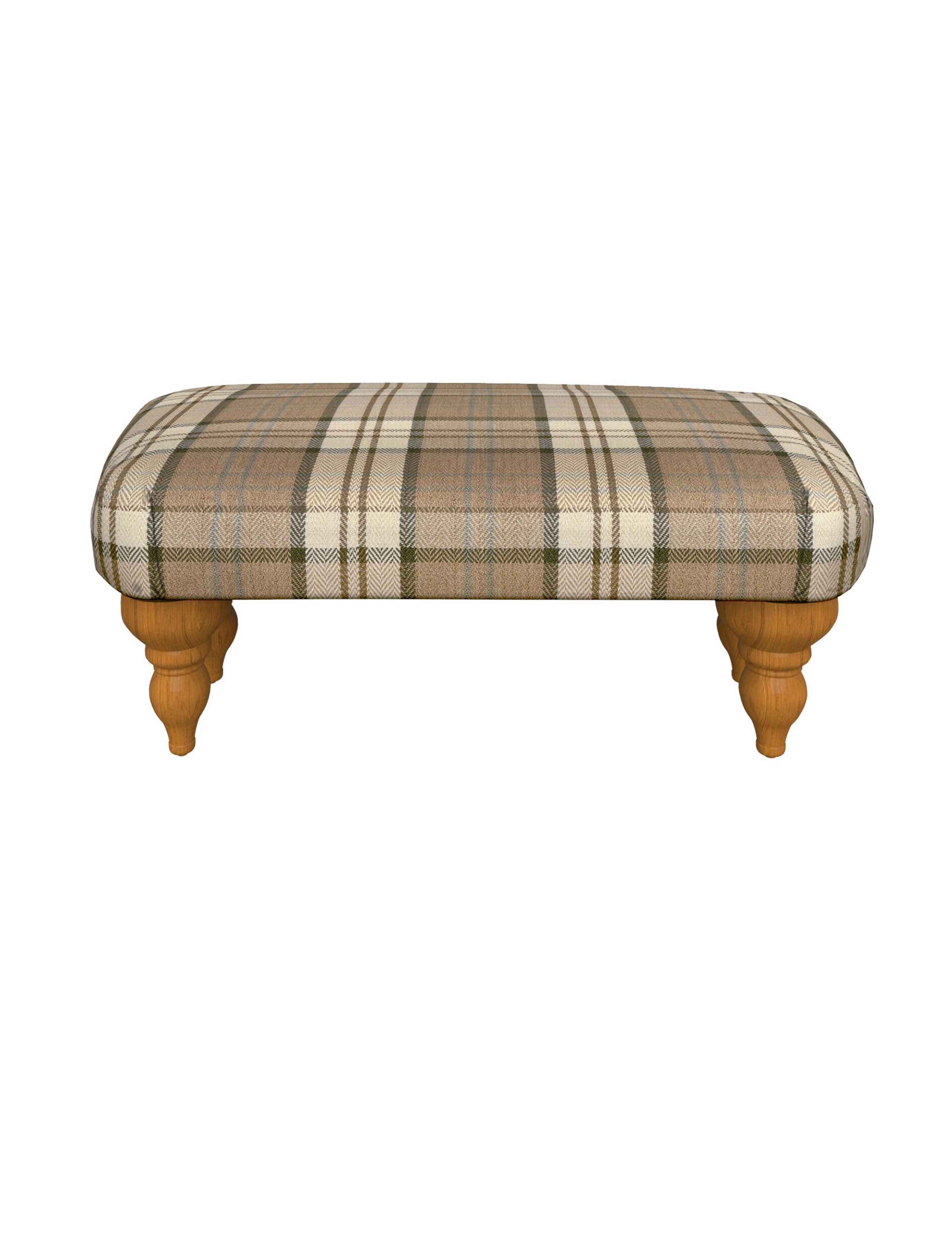 Oxford Footstool Afton Check Natural 1 of 1