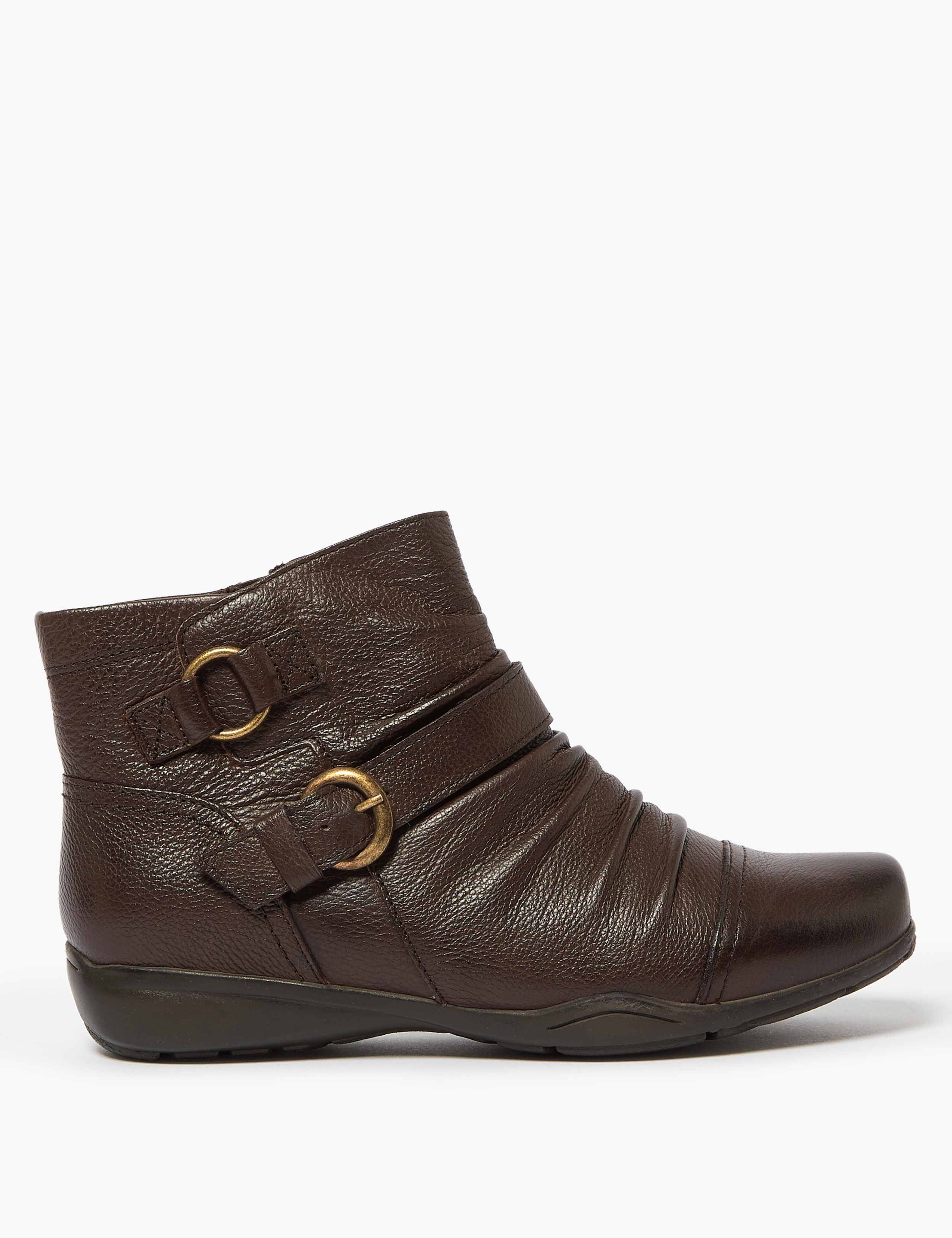 Leather Ruched Ankle Boots 1 of 3