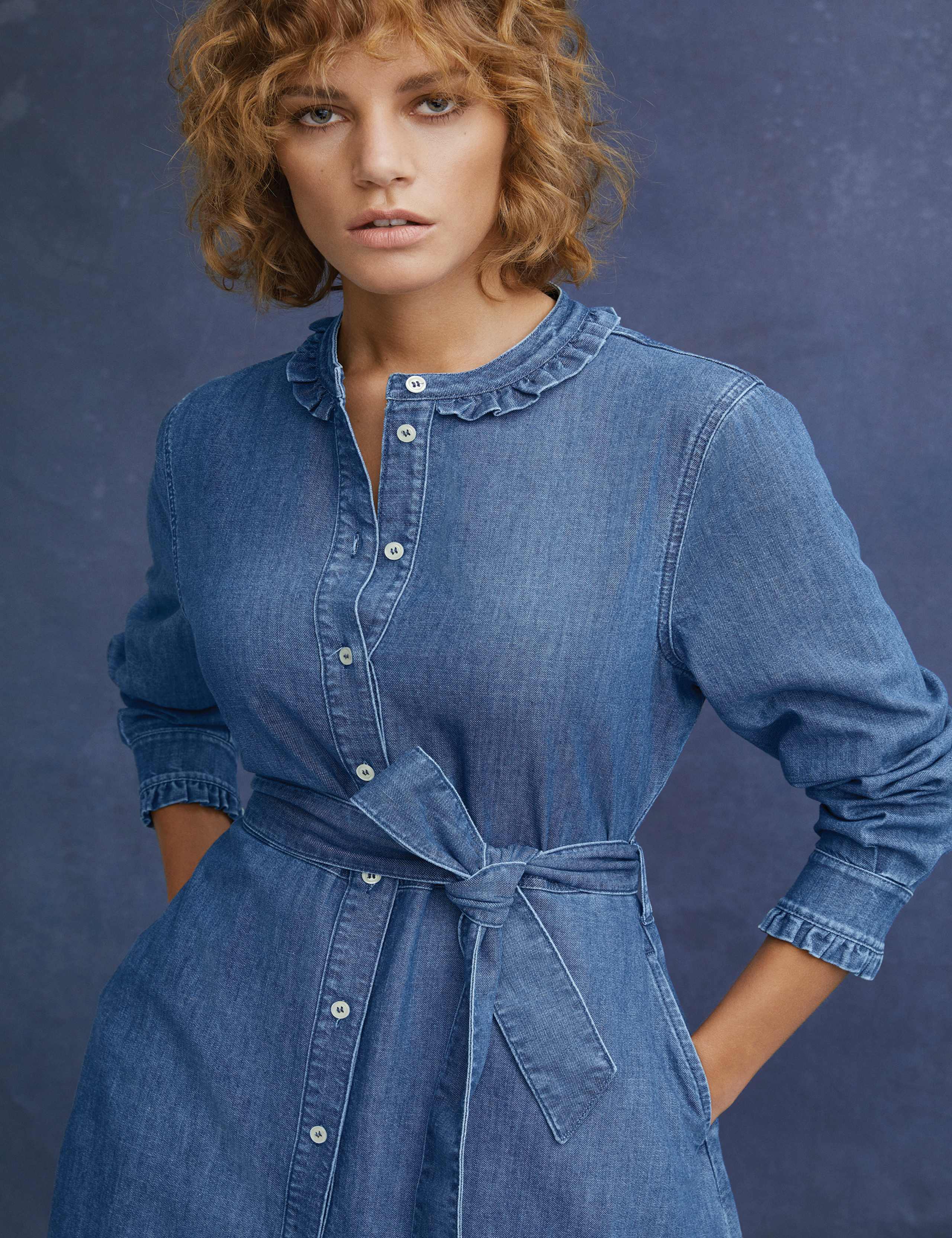 Denim Belted Midi Shirt Dress 8 of 9