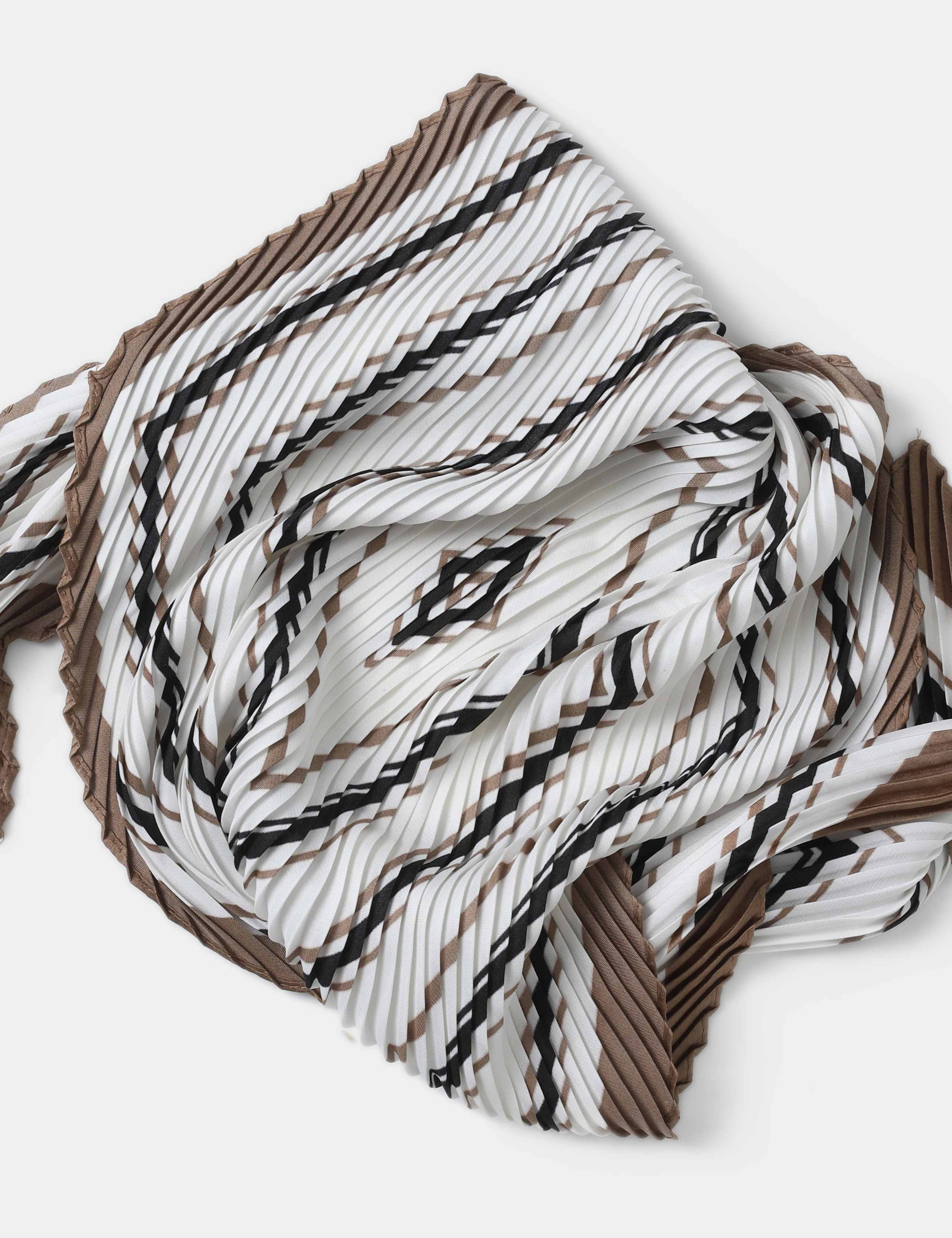 Beige and Black Plisse Scarf 2 of 2