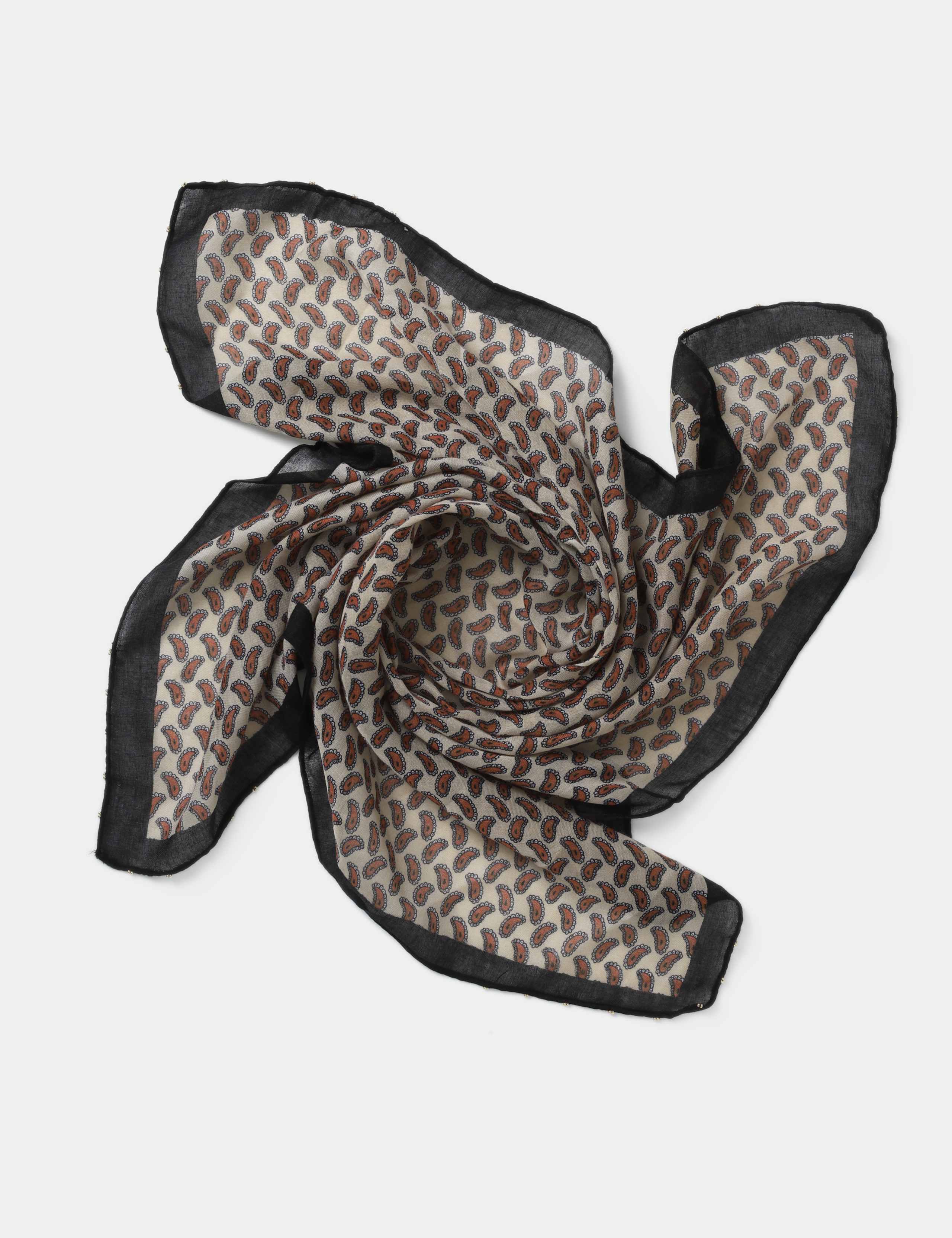 Orange and Beige Paisley Scarf 2 of 3