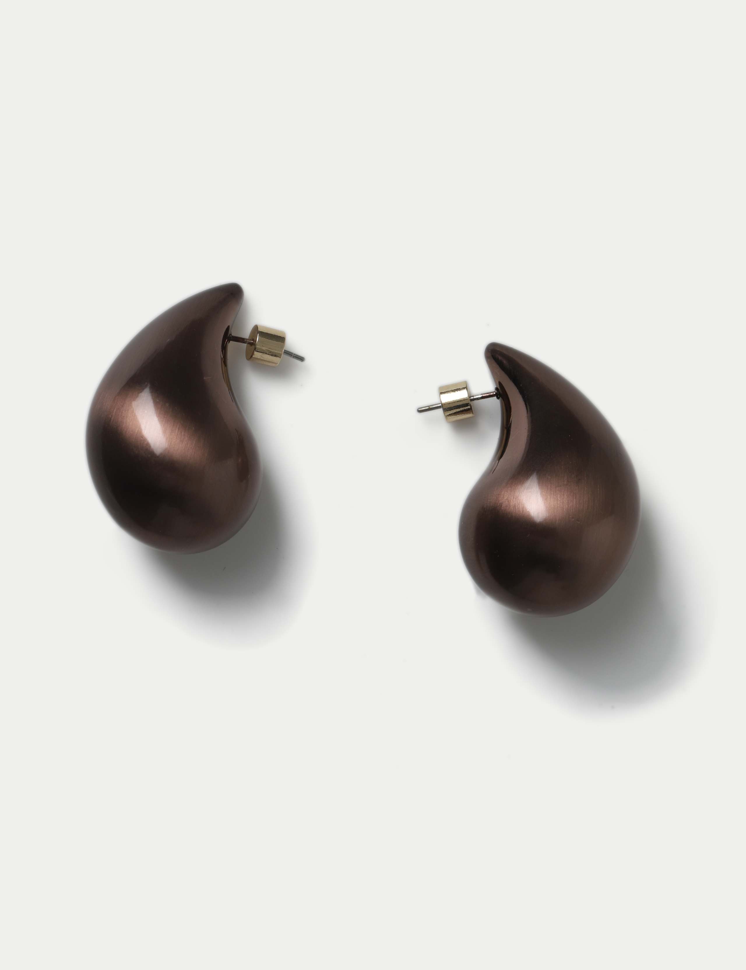Large Brushed Tear Drop Stud Earrings 2 of 3