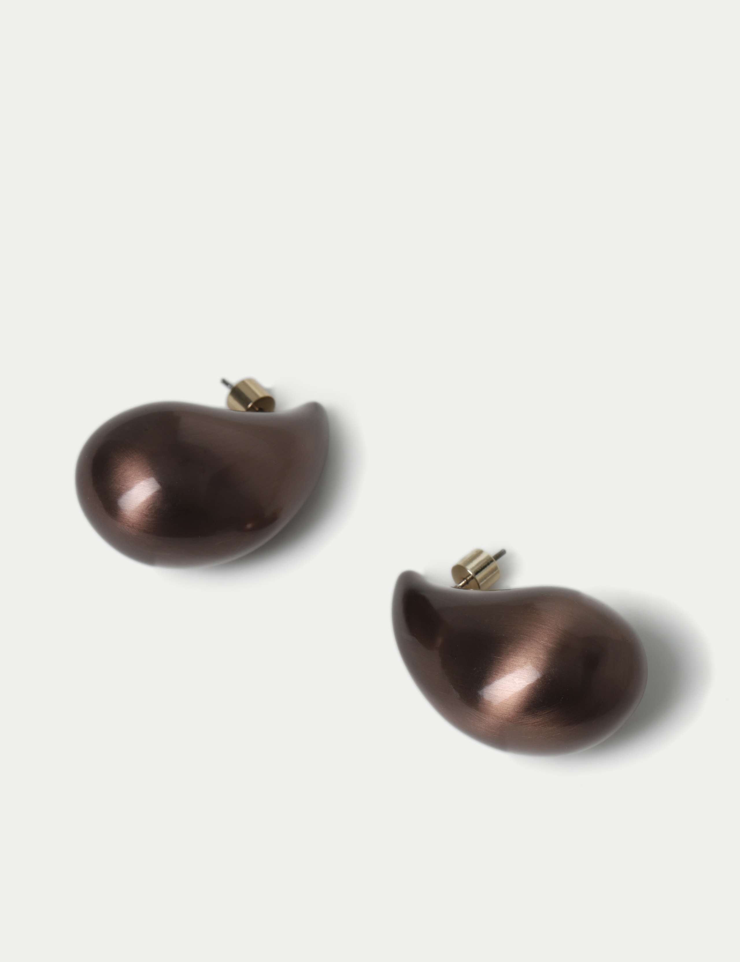 Large Brushed Tear Drop Stud Earrings 3 of 3
