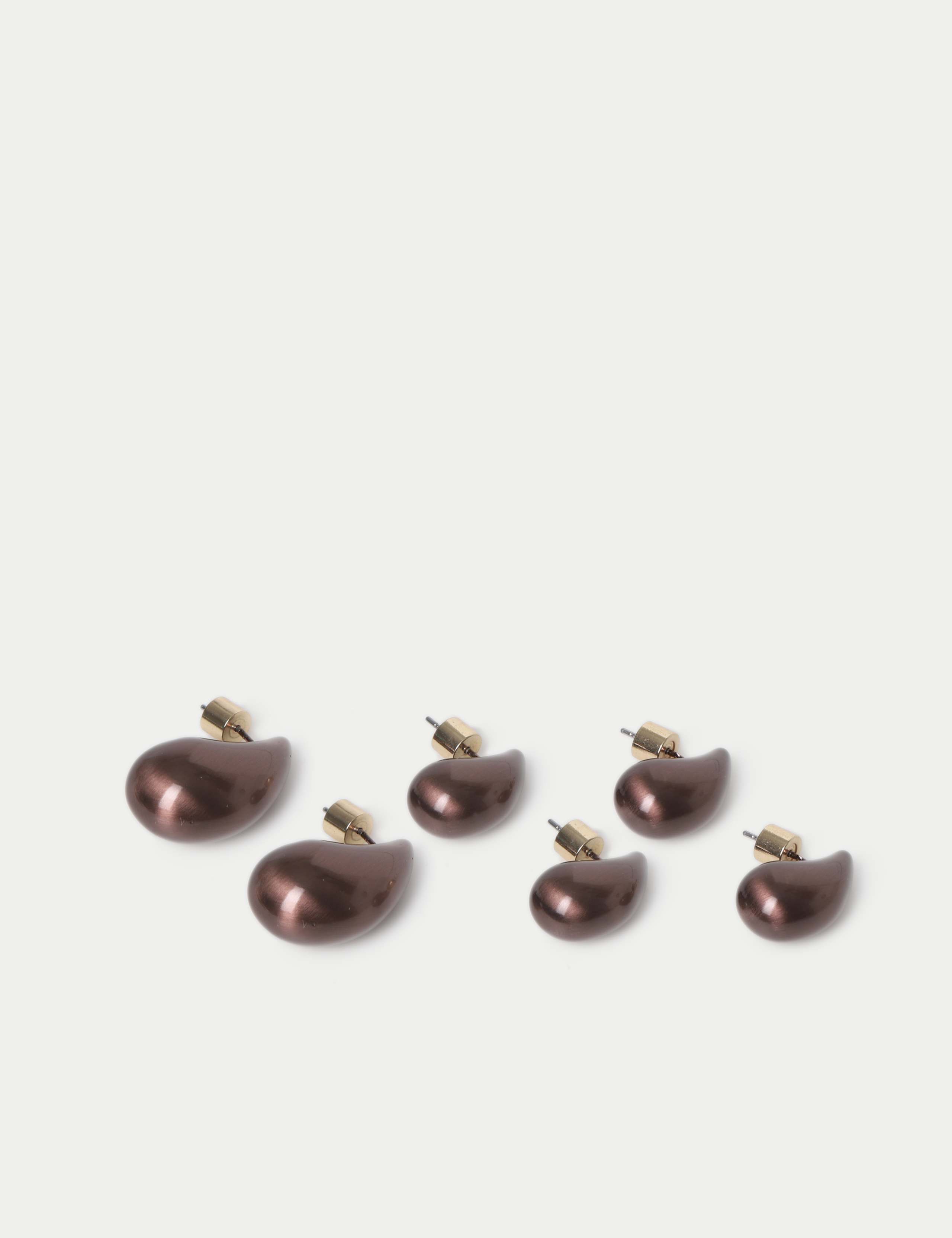 2pk Brushed Tear Drop Stud Earrings 3 of 3