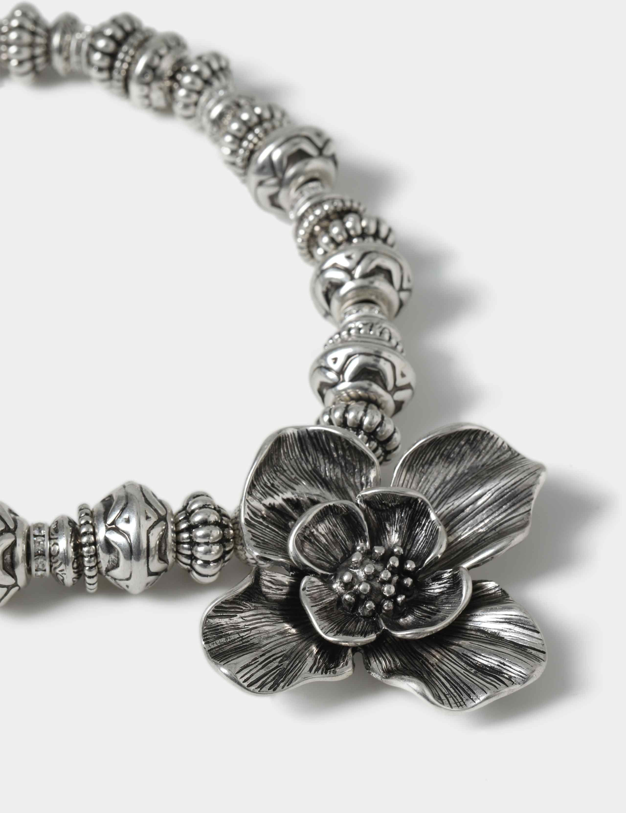 Embossed Beaded Oversized Floral Necklace 2 of 2