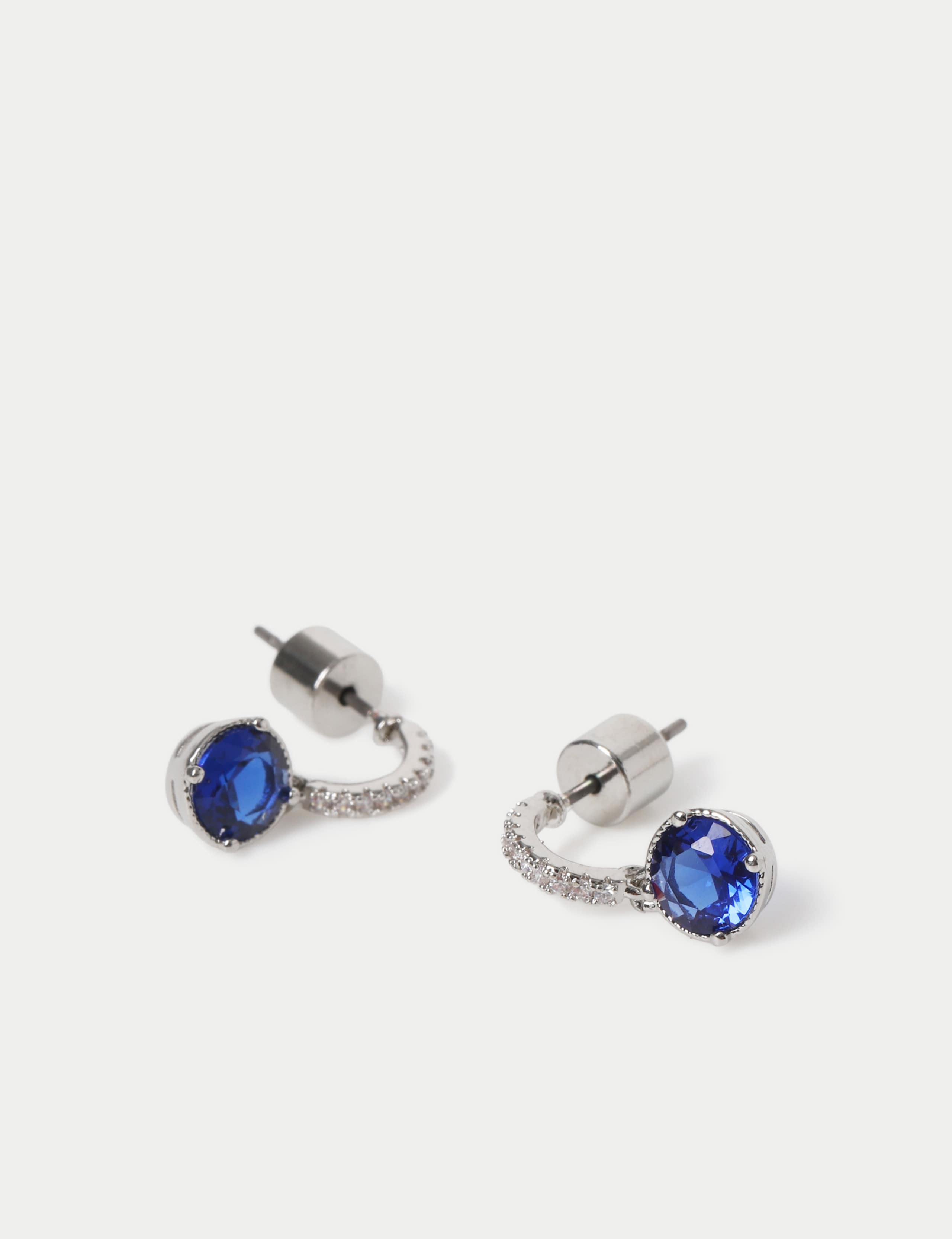 Platinum Plated Cubic Zirconia Drop Earrings 2 of 2