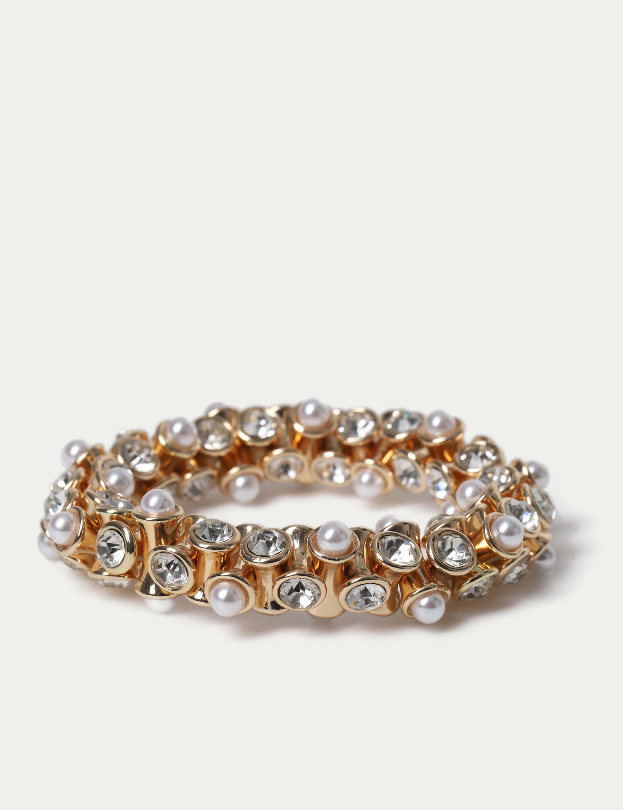 Rhinestone Pearl Effect Bracelet 2 of 2