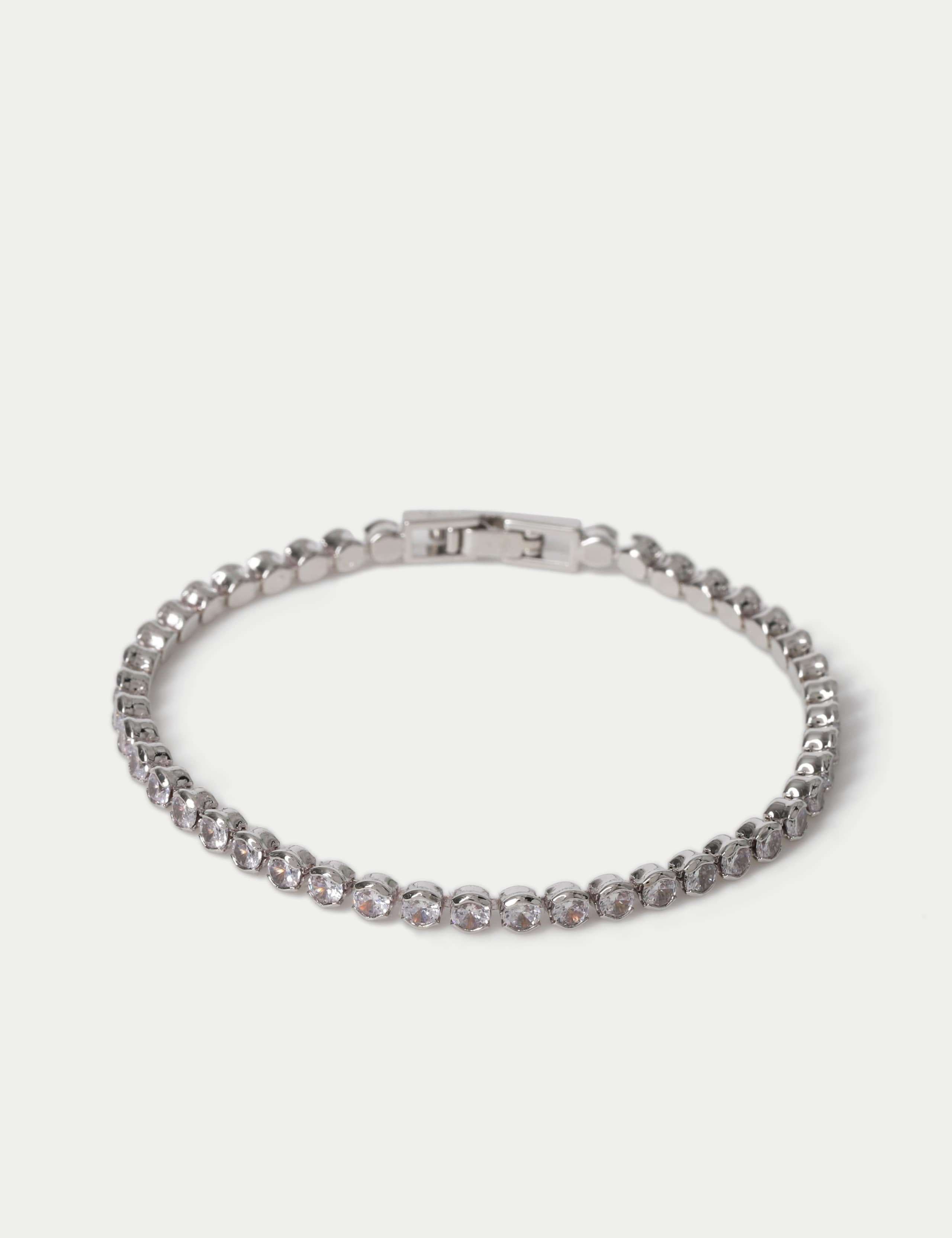 Platinum Plated Cubic Zirconia Tennis Bracelet 2 of 2