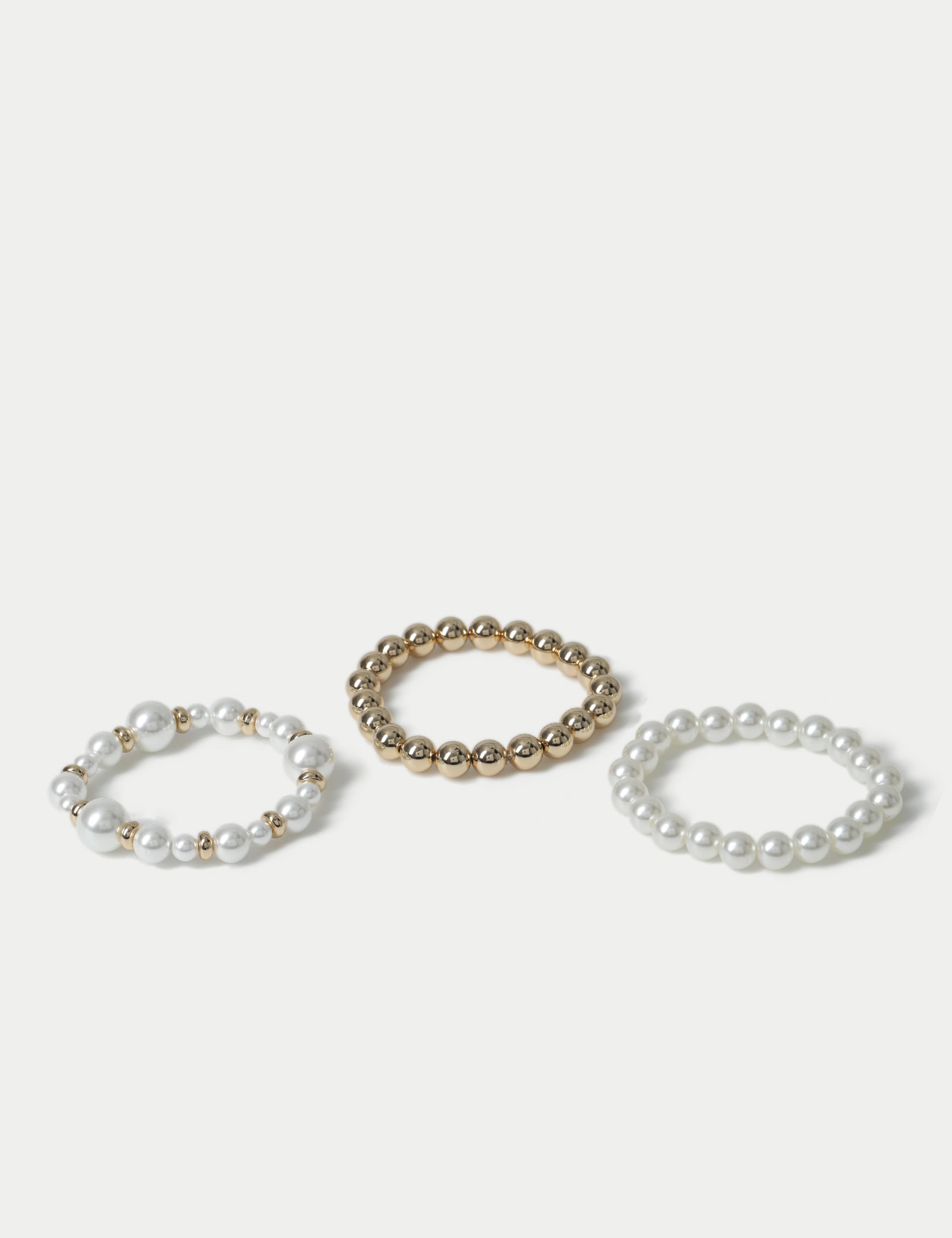 3pk Pearl and Ball Stretch Bracelet 2 of 2