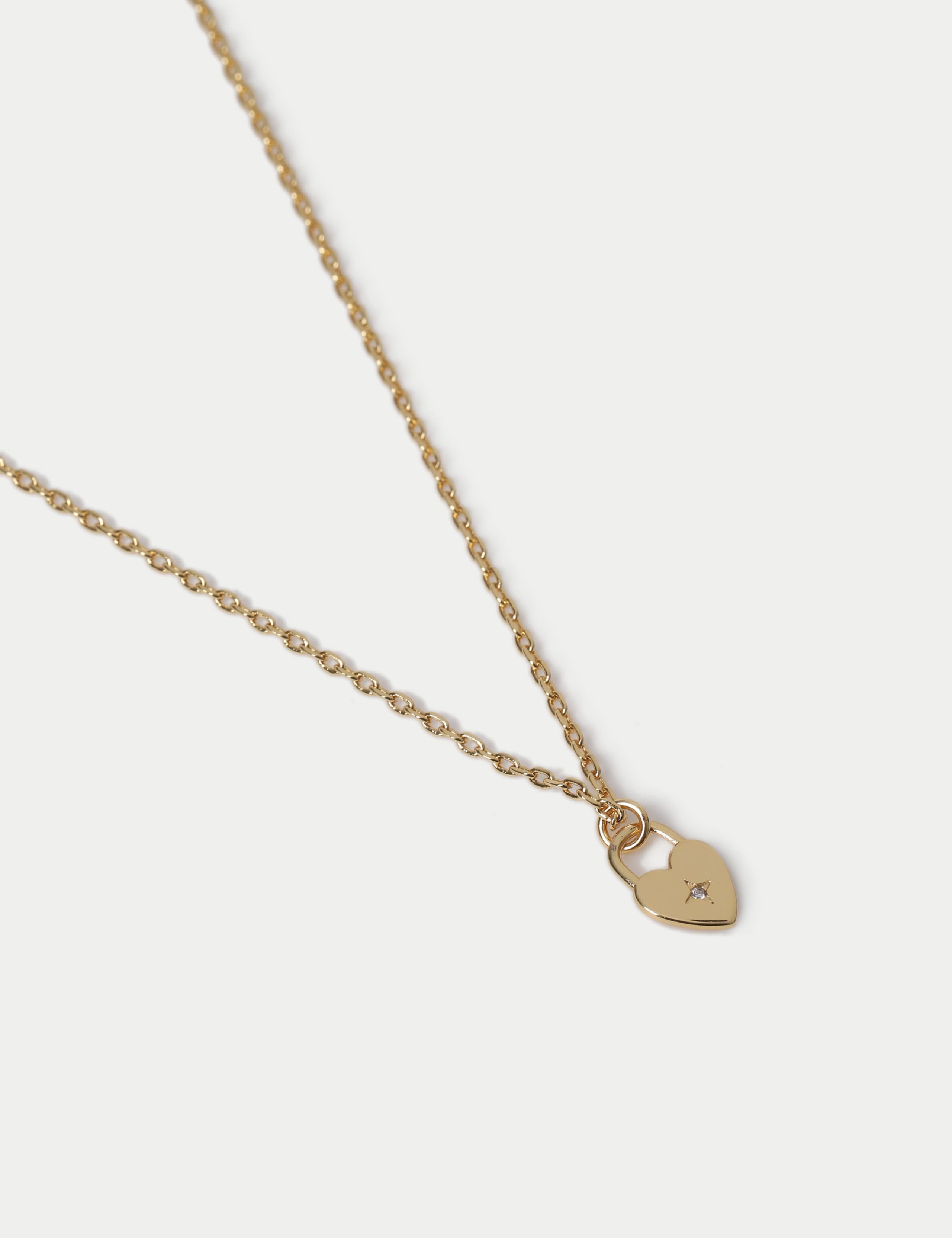 14ct Gold Plated Cubic Zirconia Heart Pendant Necklace 2 of 2