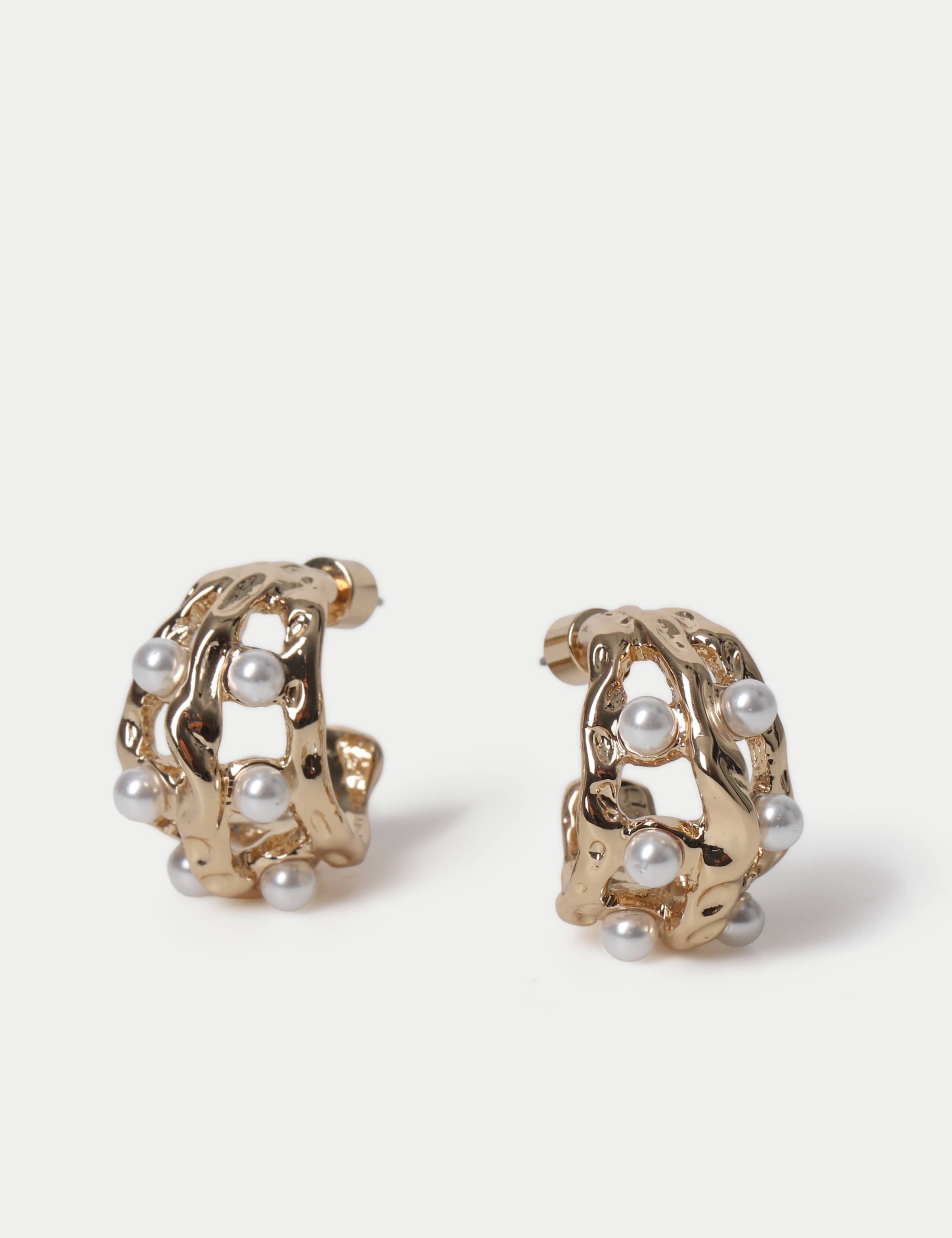 Pearl Effect Hoop Earrings 2 of 3