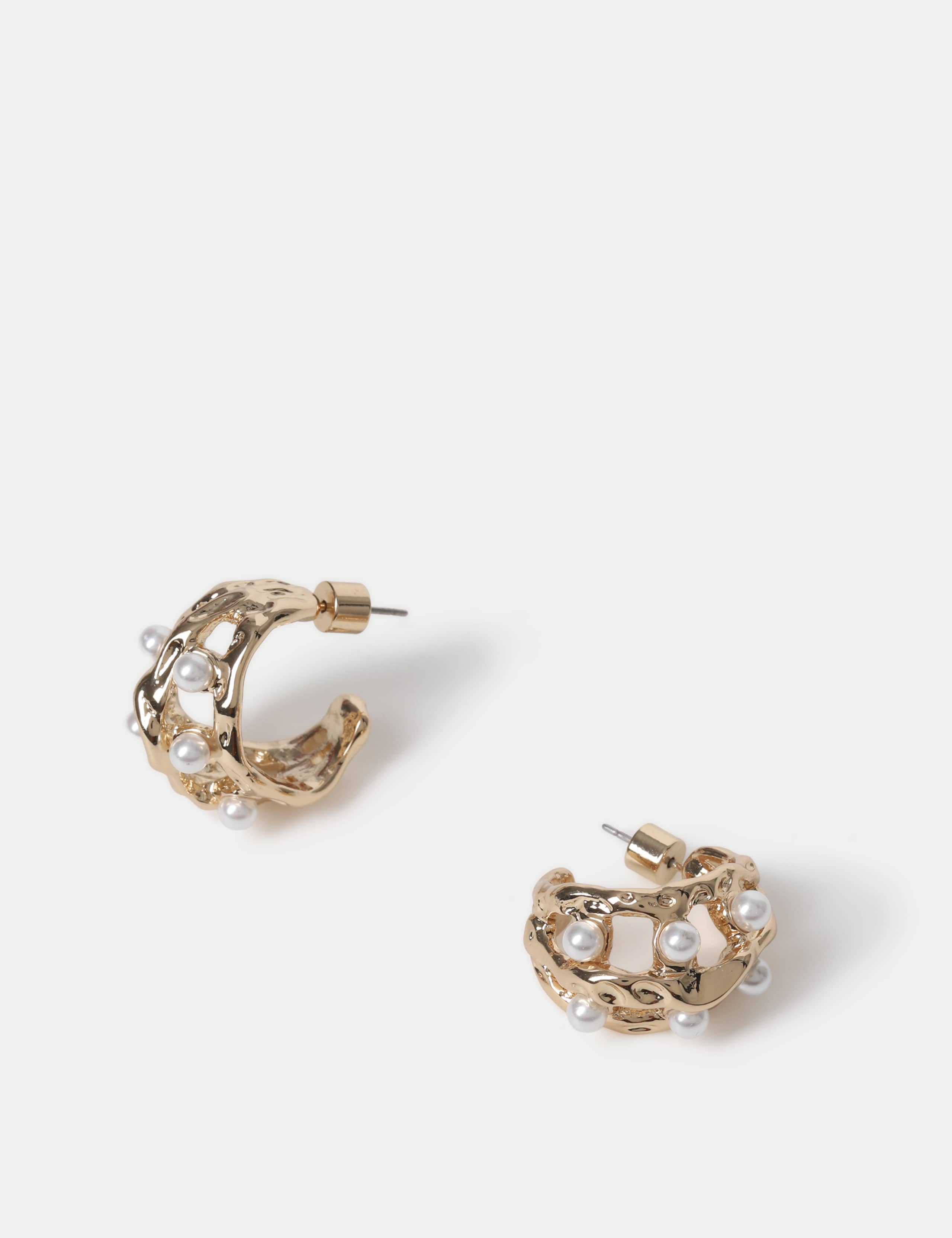 Pearl Effect Hoop Earrings 3 of 3