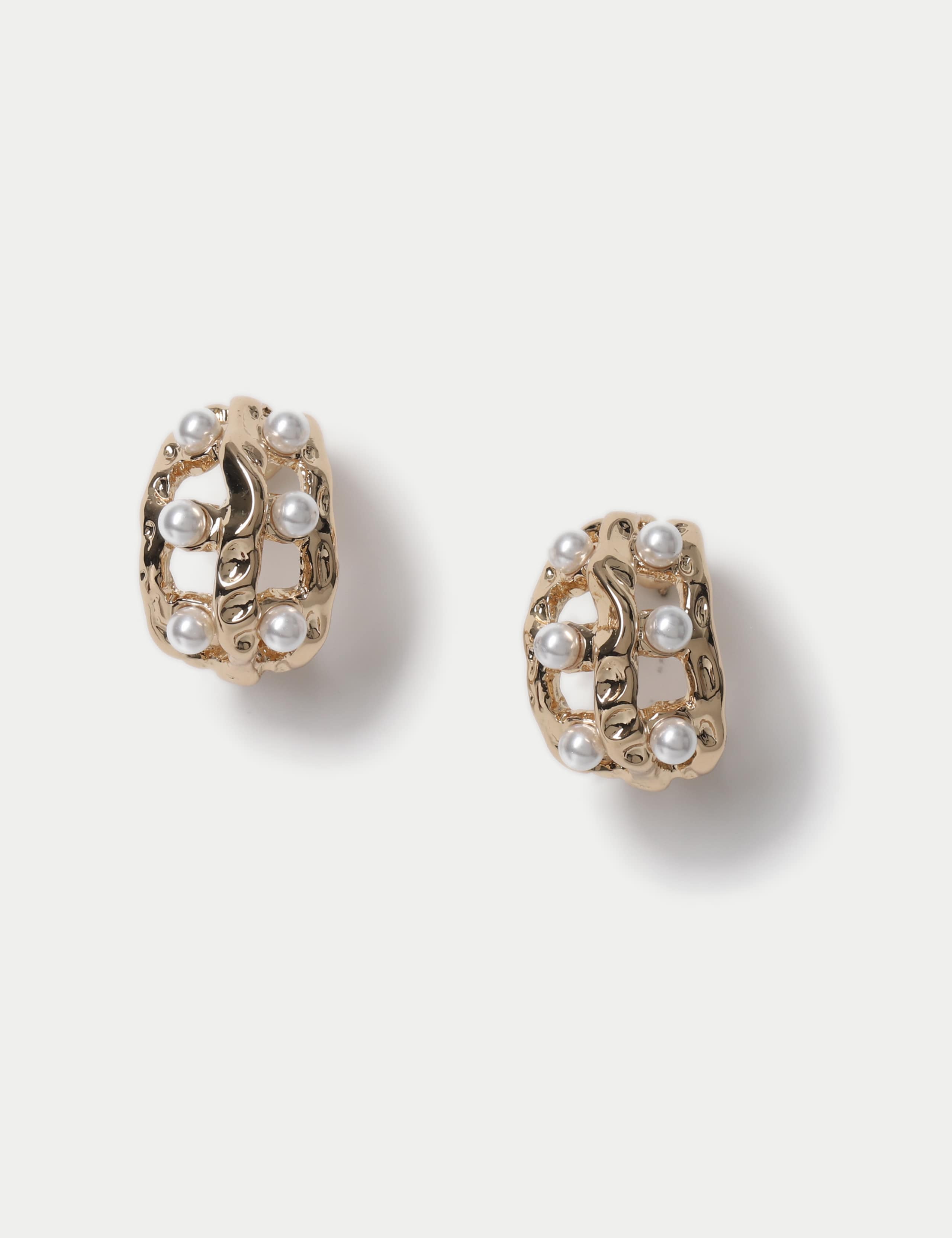 Pearl Effect Hoop Earrings 1 of 3