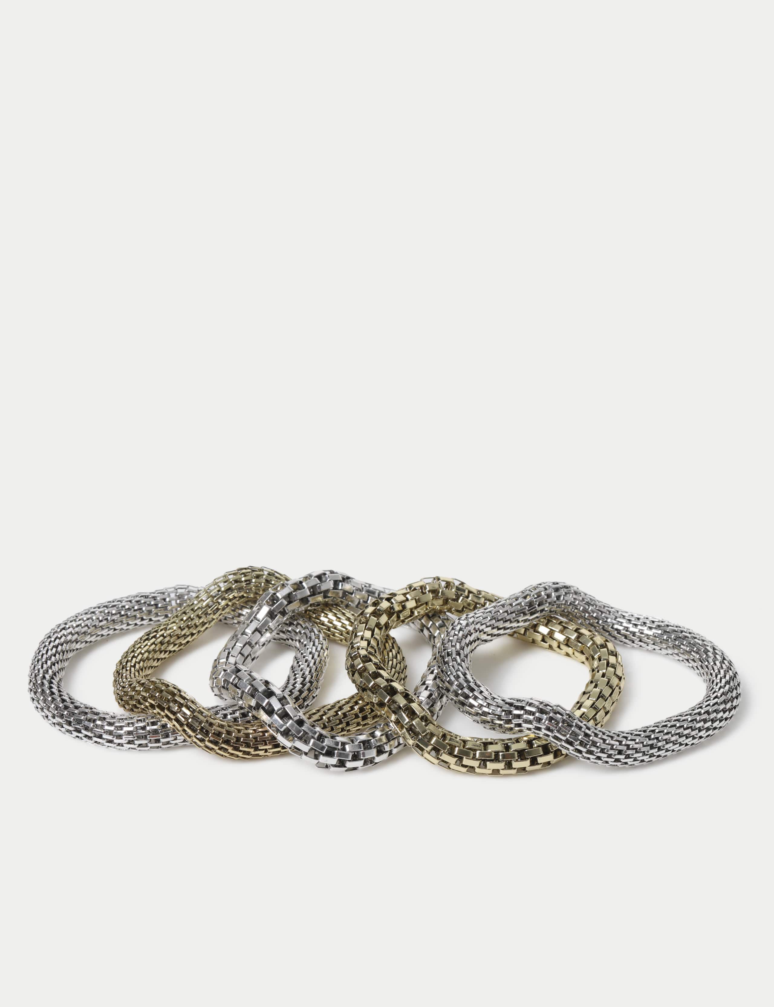 5 Pack Mixed Metal Stretch Bracelets 2 of 2