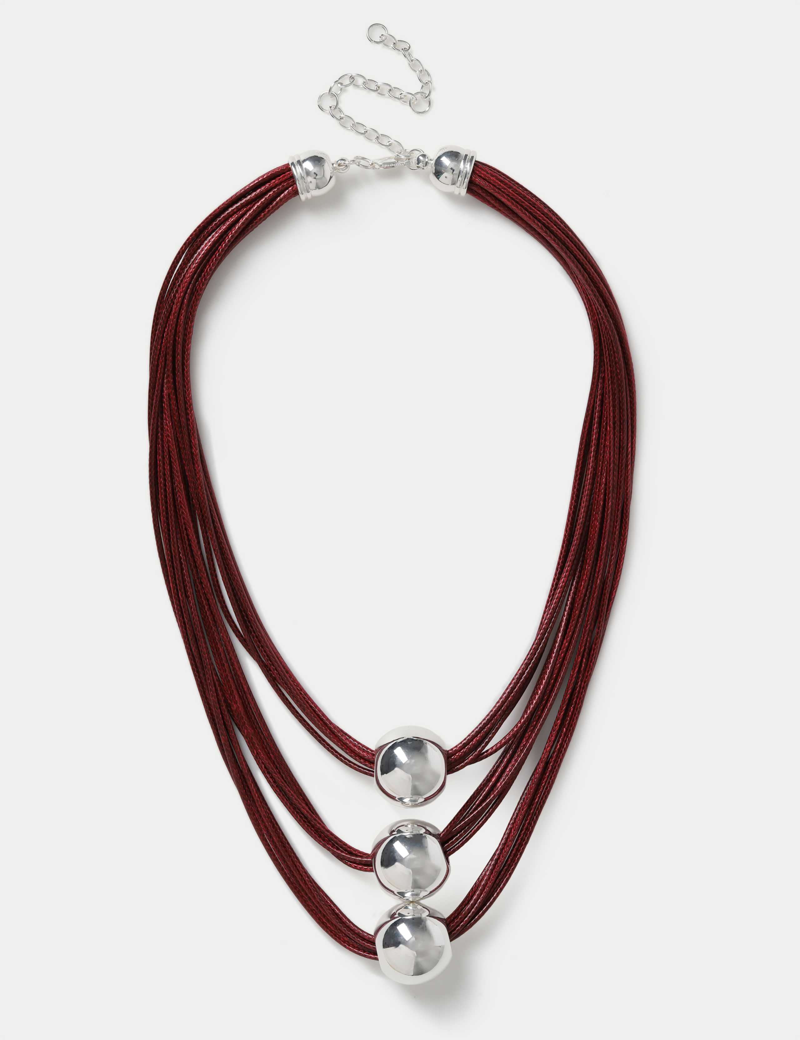 Cord and Ball Multi Row Necklace 1 of 2