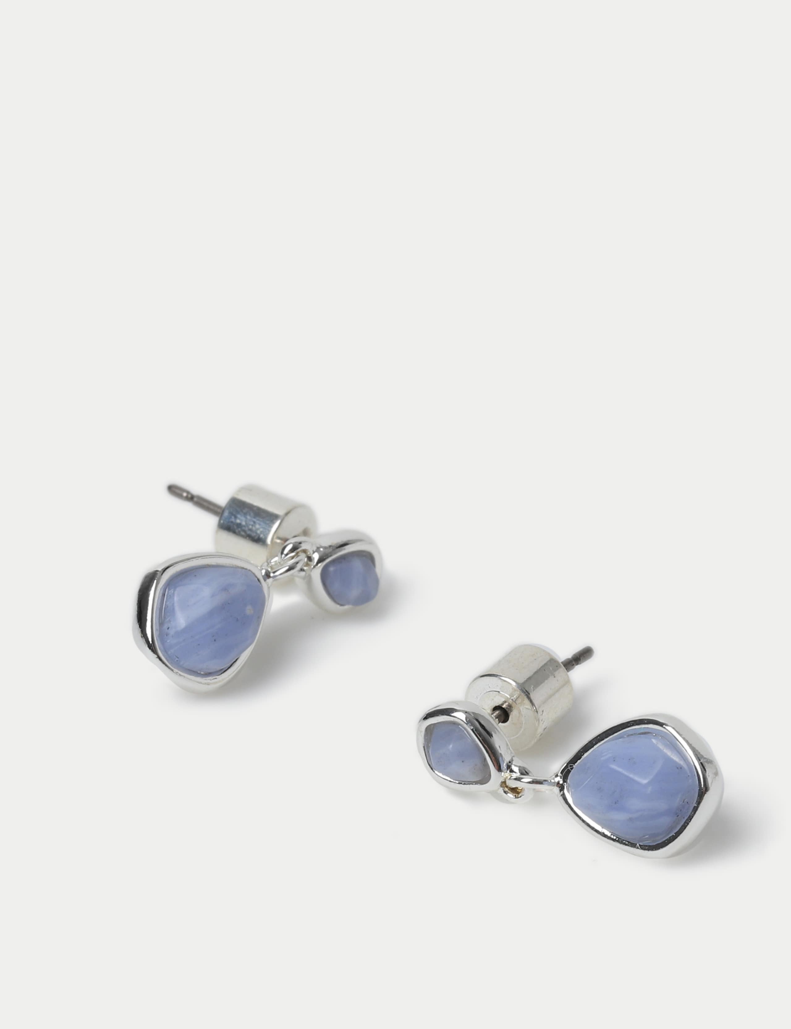 Mini Blue Lace Agate Drop Earrings 2 of 3