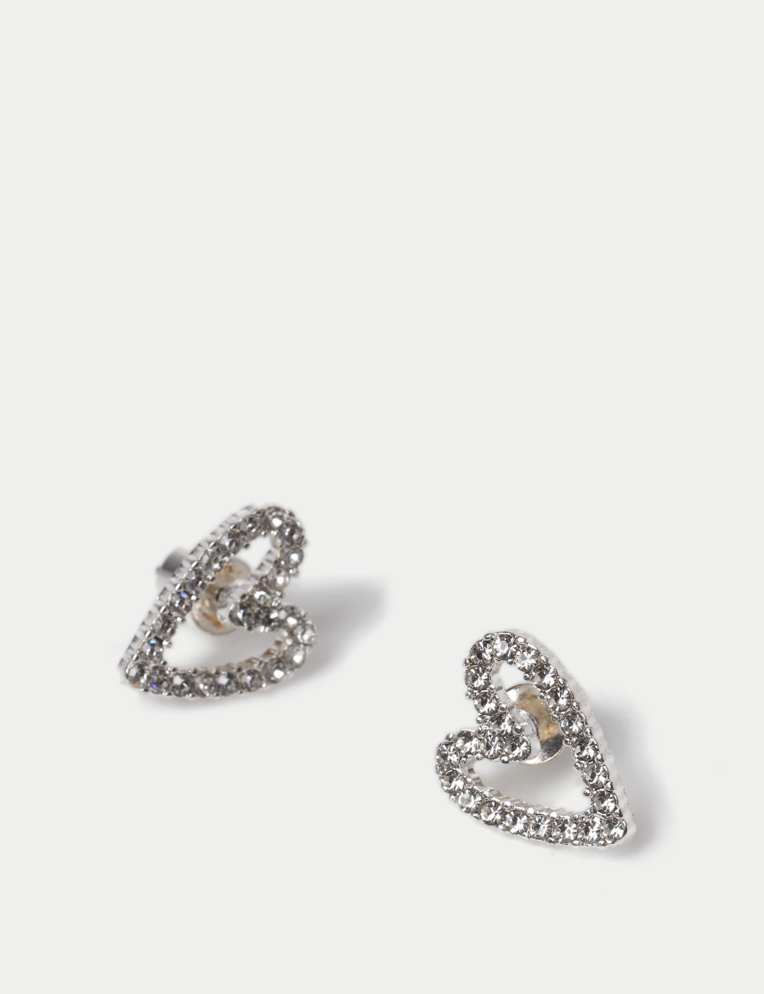 Rhinestonr Heart Stud Earrings 2 of 2