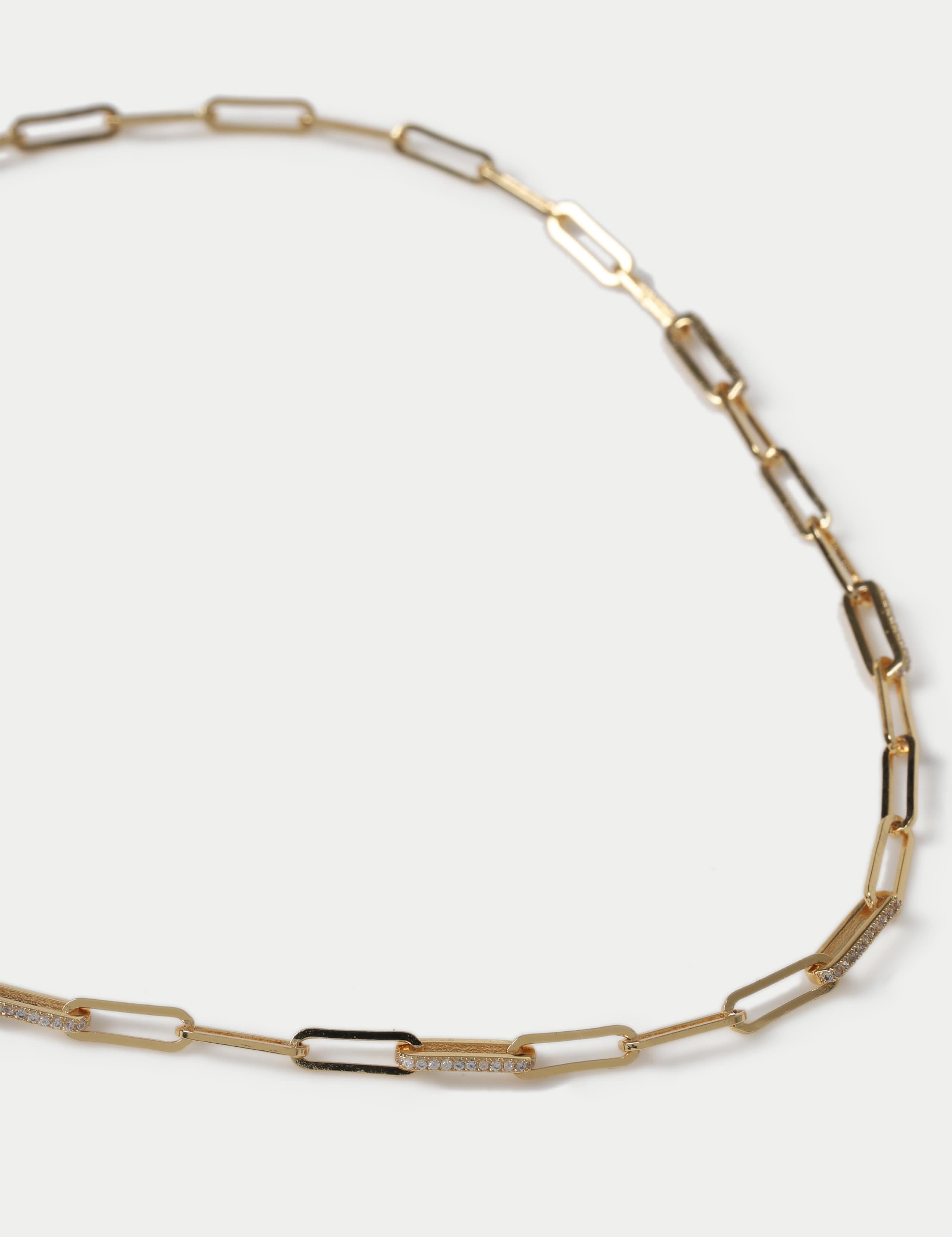 14ct Gp Cubic Zirconia Link Necklace 2 of 2