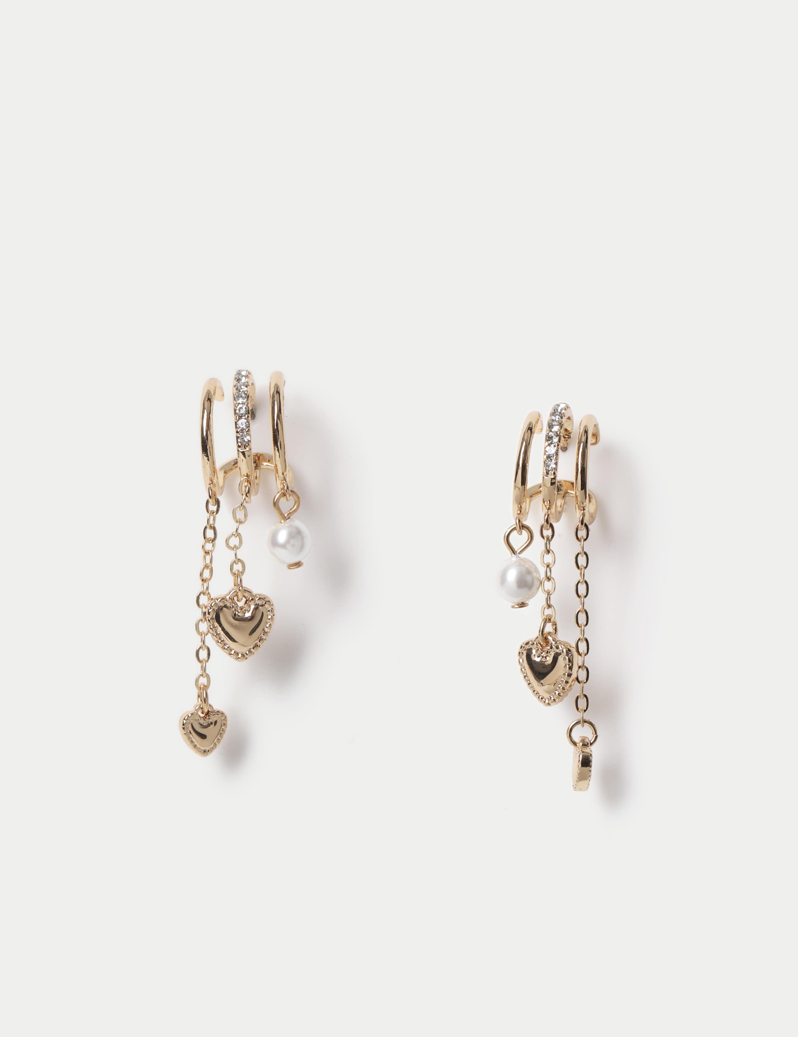 Pu Triple Row Pearl Hoop Earring 1 of 2